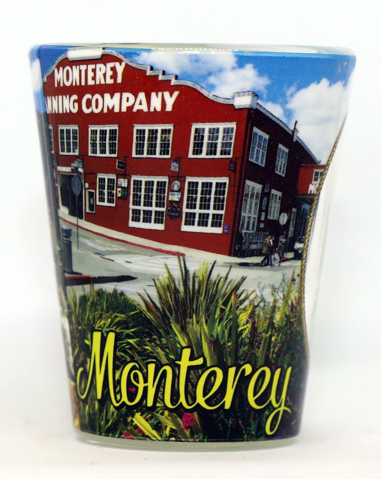 California Themed Shot Glass - Monterey & Carmel Scenic Window Collage Design - Perfect for Gifts, Parties, and Home Bar Decor