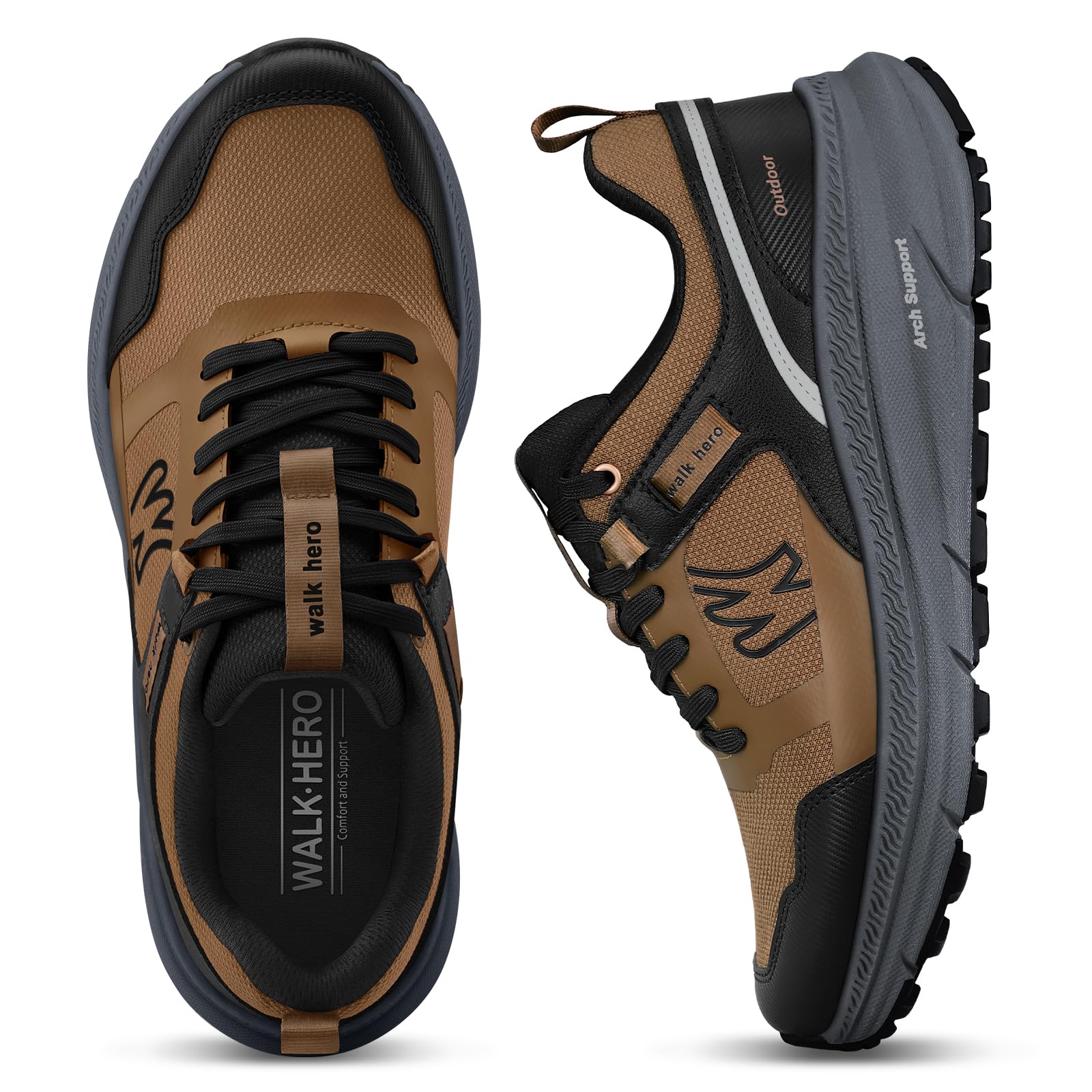 Men's Hiking Shoes for Plantar Fasciitis Relief - Lightweight Waterproof Walking Sneakers with Non-Slip Rubber Sole & Arch Support - Orthopedic Footwear for Heel Pain - Perfect for Outdoor Adventures, Trail Hiking & Daily Comfort
