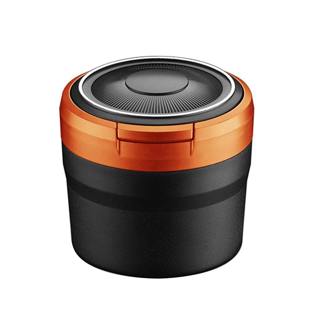 Osuner Portable Detachable Stainless Steel Car Ashtray with Lid & LED Light - Mini Auto Cigarette Ashtray for Most Vehicles (Orange) - Perfect for Road Trips, Commuting & Smokers On-The-Go