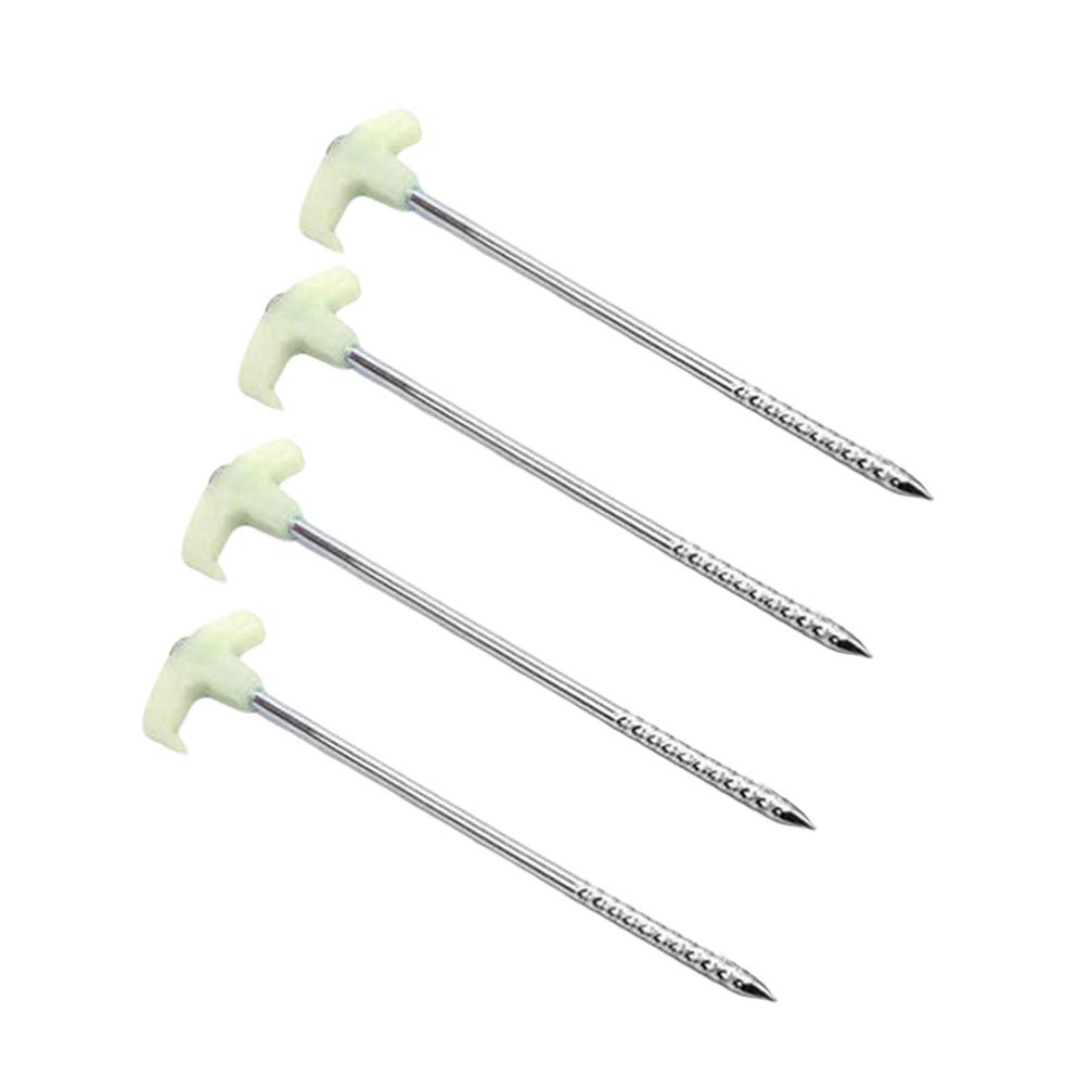 4 Pack Heavy Duty Reflective Tent Stakes - Durable Camping Tent Pegs for Secure Anchoring, Windproof Tent Pins for Outdoor Camping, Hiking & Backpacking - Ideal for Sand, Snow & Rocky Terrain
