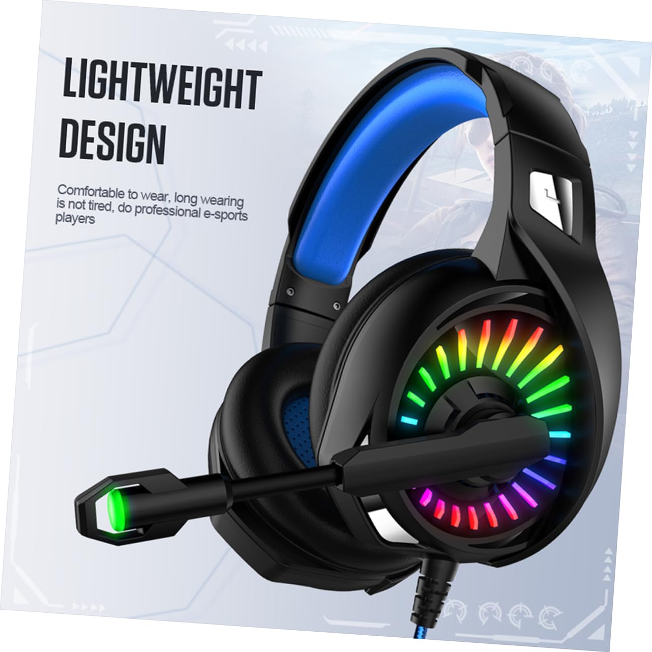 Gadpiparty 3-Piece Wired Gaming Headset with Microphone - Noise Cancelling Over-Ear Headphones for PC, Computer, PS4, Xbox - Black & Blue (A20 Model) - Perfect for Online Gaming, Streaming & Video Calls
