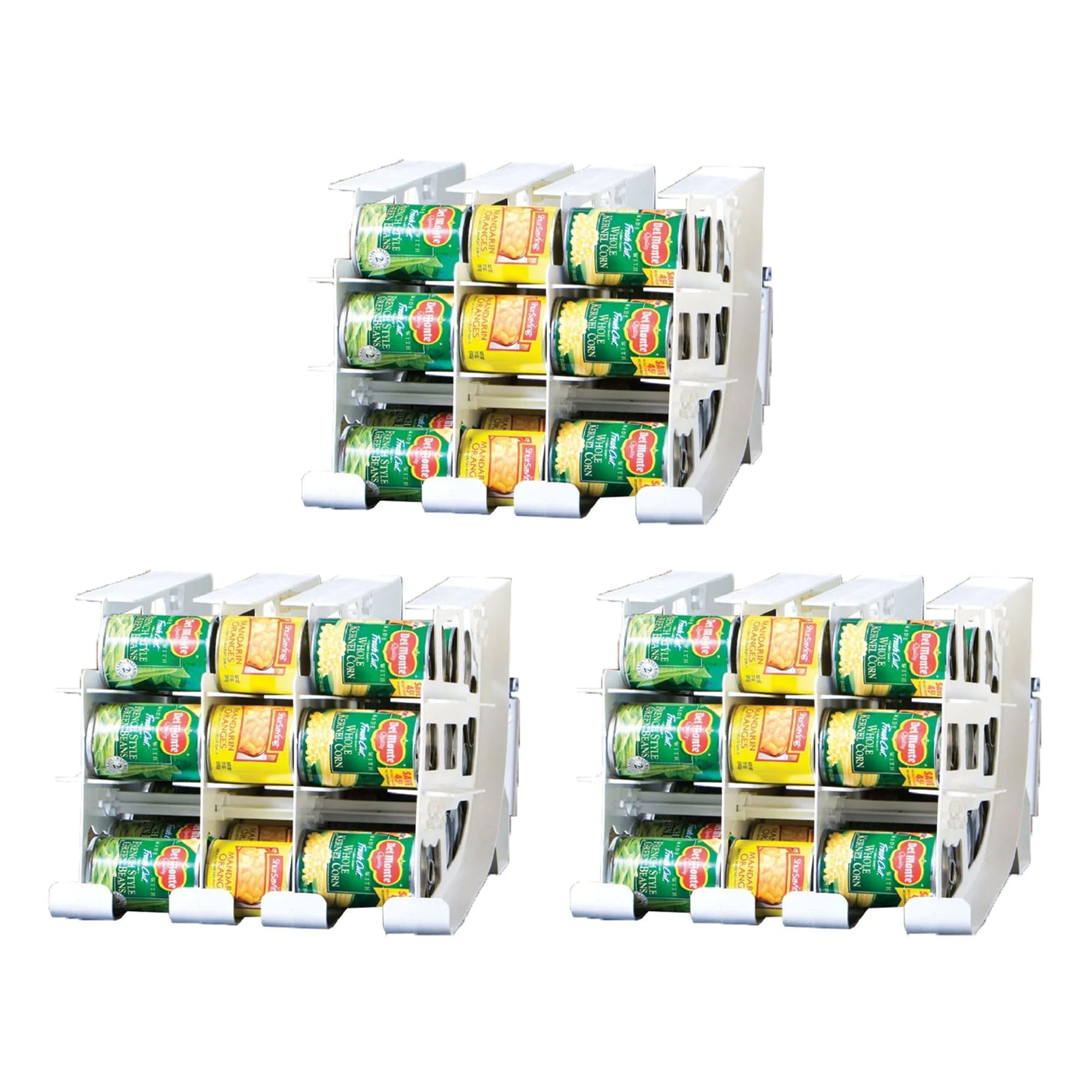 FIFO Can Tracker for Pantry - Stackable & Adjustable Organizer Holds 54 Standard 10-15oz Cans | Rotating Canned Food & Soda Storage | Kitchen Cabinet Organization (3-Pack White) - Perfect for Home, Restaurant & Emergency Food Storage