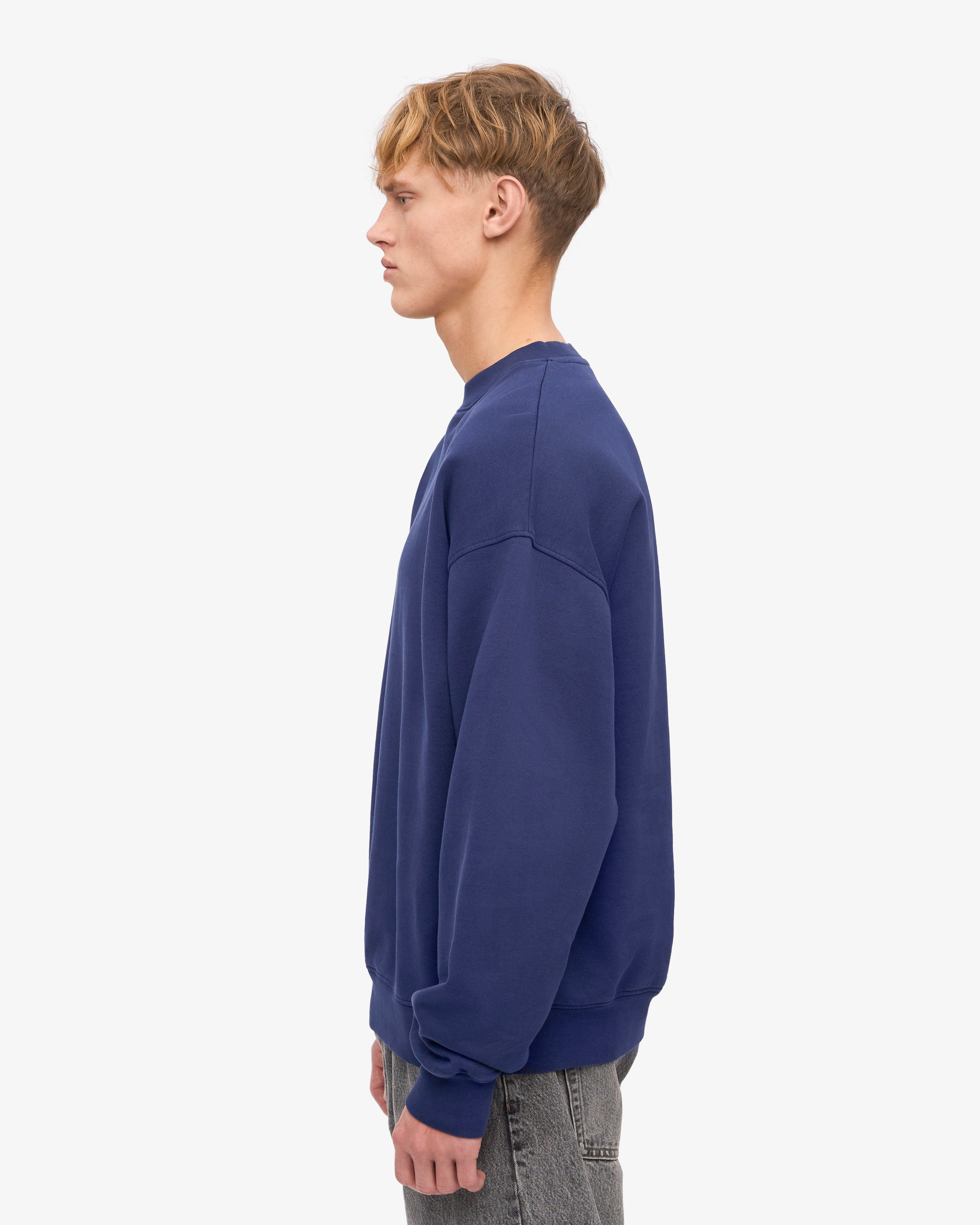Organic Oversized Crewneck Sweatshirt - Soft & Comfortable Unisex Pullover in Marine Blue | Perfect for Casual Wear, Loungewear & Street Style Fashion