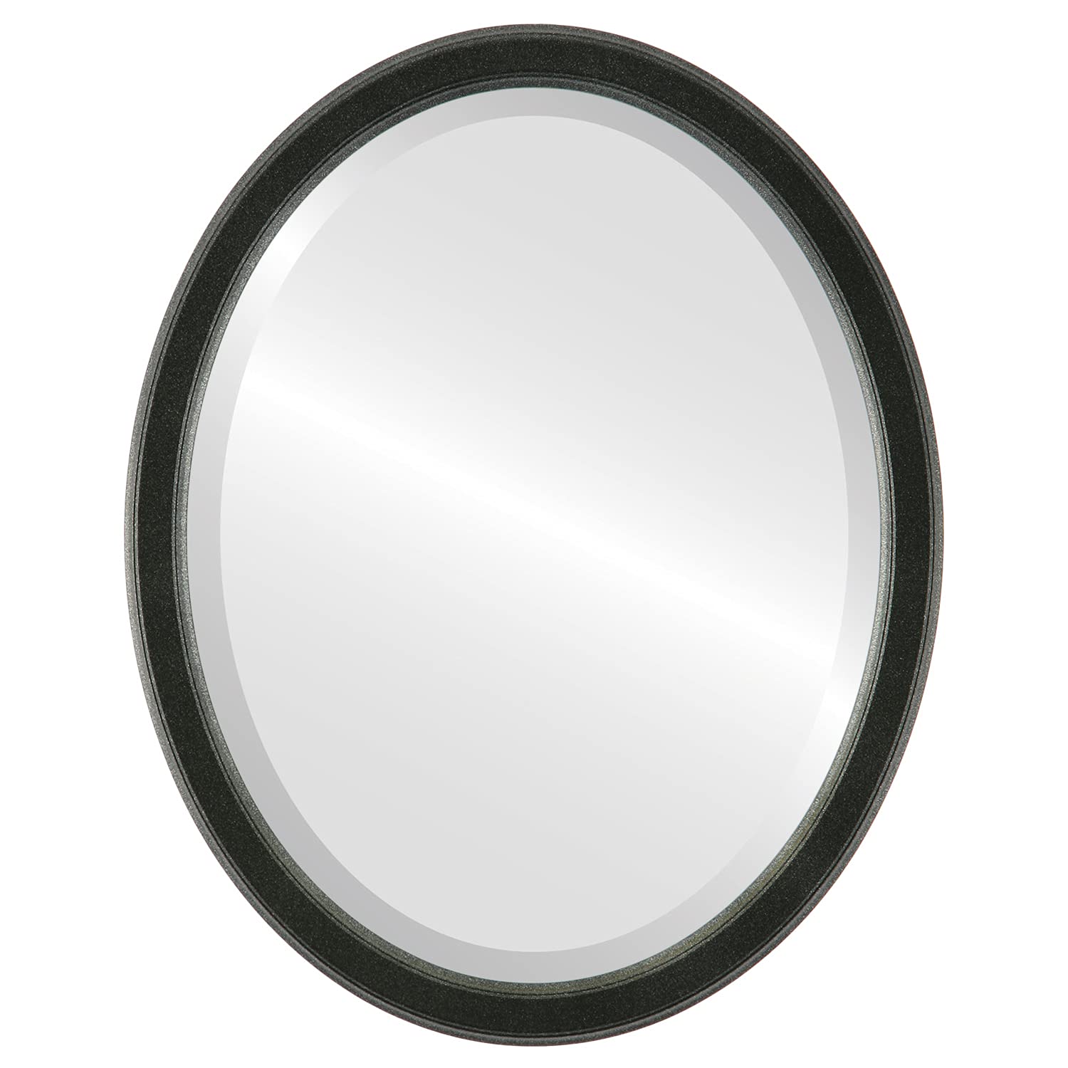 Oval Beveled Wall Mirror - Black Silver Toronto Style Home Decor - 14x18 Inches - Perfect for Living Room, Bedroom & Entryway Decor