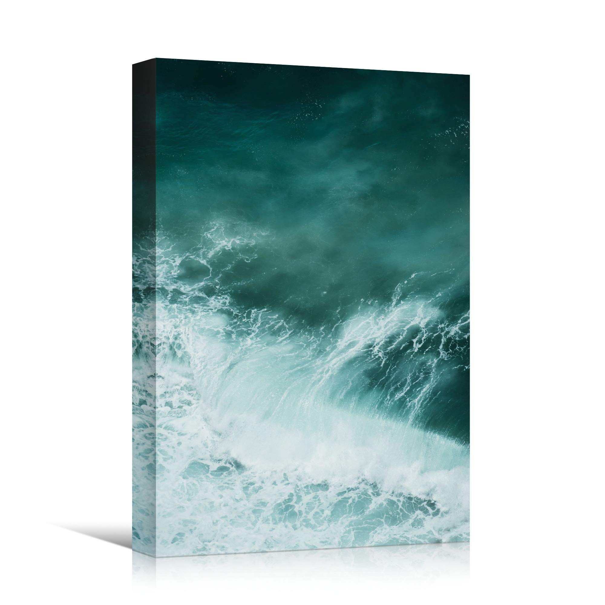 Wind Wave Beach Canvas Wall Art - 32x48 Inches Coastal Blue Photography for Relaxation & Calm | Perfect for Living Room, Bedroom & Office Decor