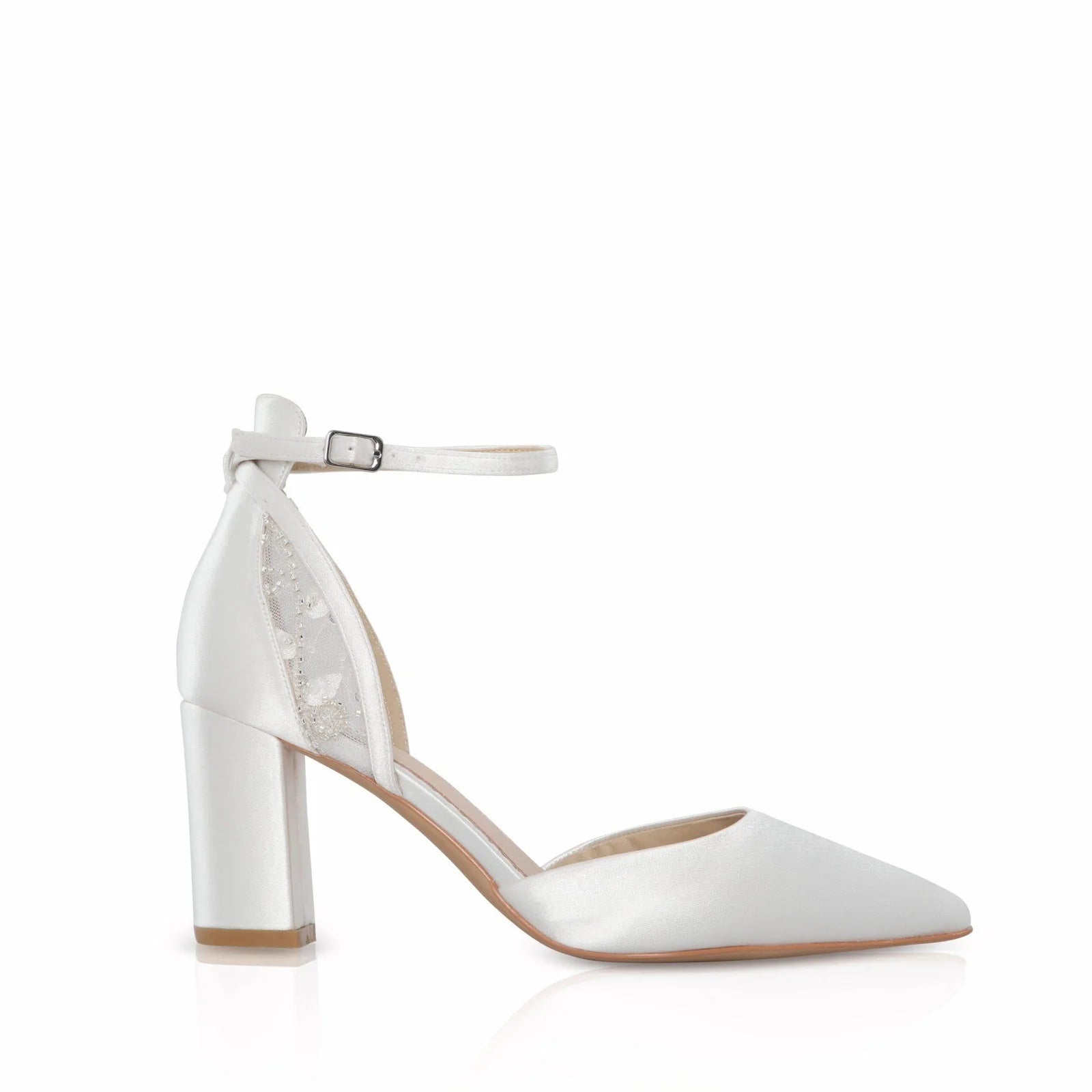 Ivory Satin Block Heel Bridal Shoes for Wedding by Perfect Bridal - Comfortable Elegant Bride Shoes for Ceremony, Reception & Photoshoots