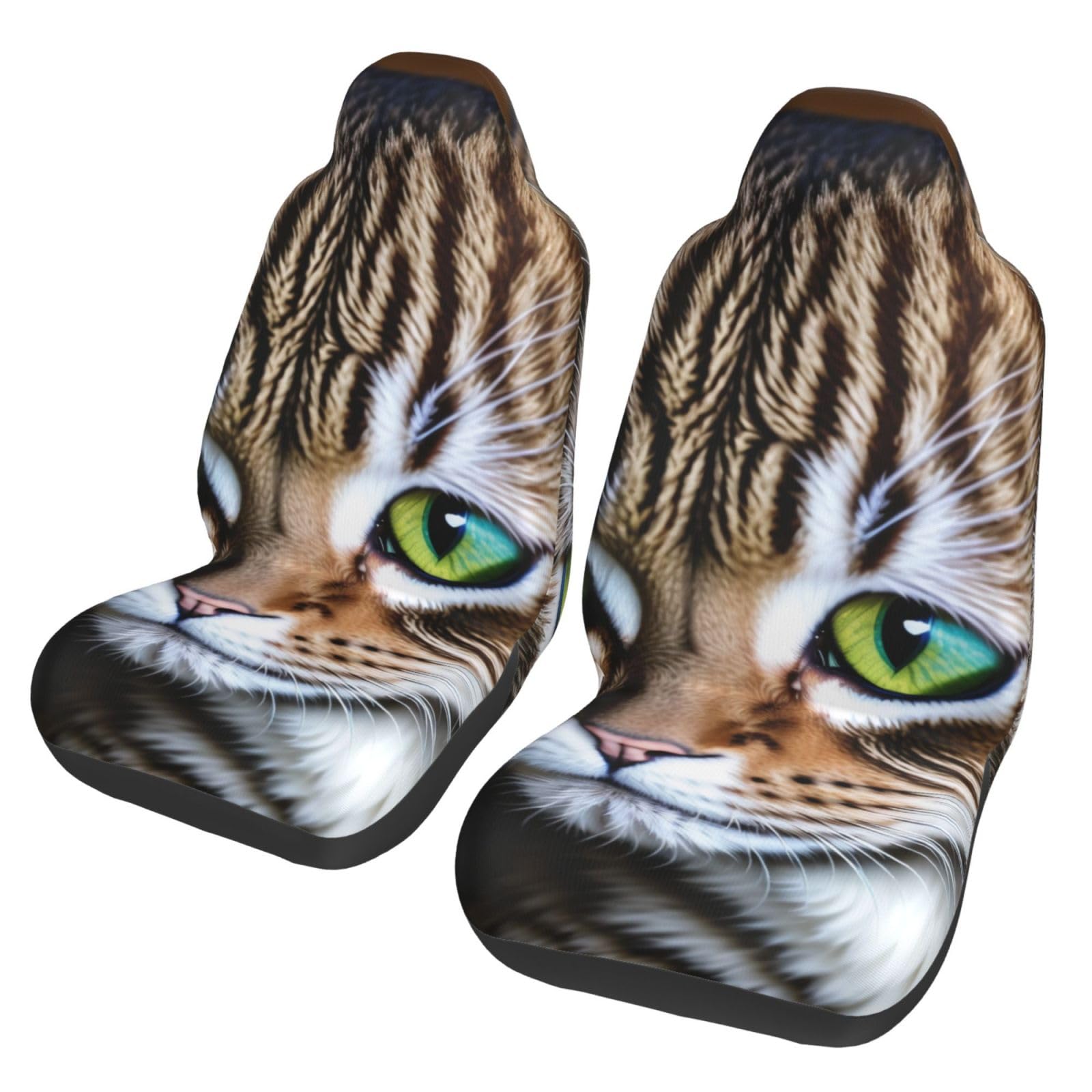 BEIVGOXL Cat Print Car Seat Covers Full Set for Women - Universal Fit for Most Cars, Sedans, SUVs & Vans | Easy to Install 2-Piece Set | Stylish & Durable Pet-Friendly Car Accessories for Daily Commute & Road Trips