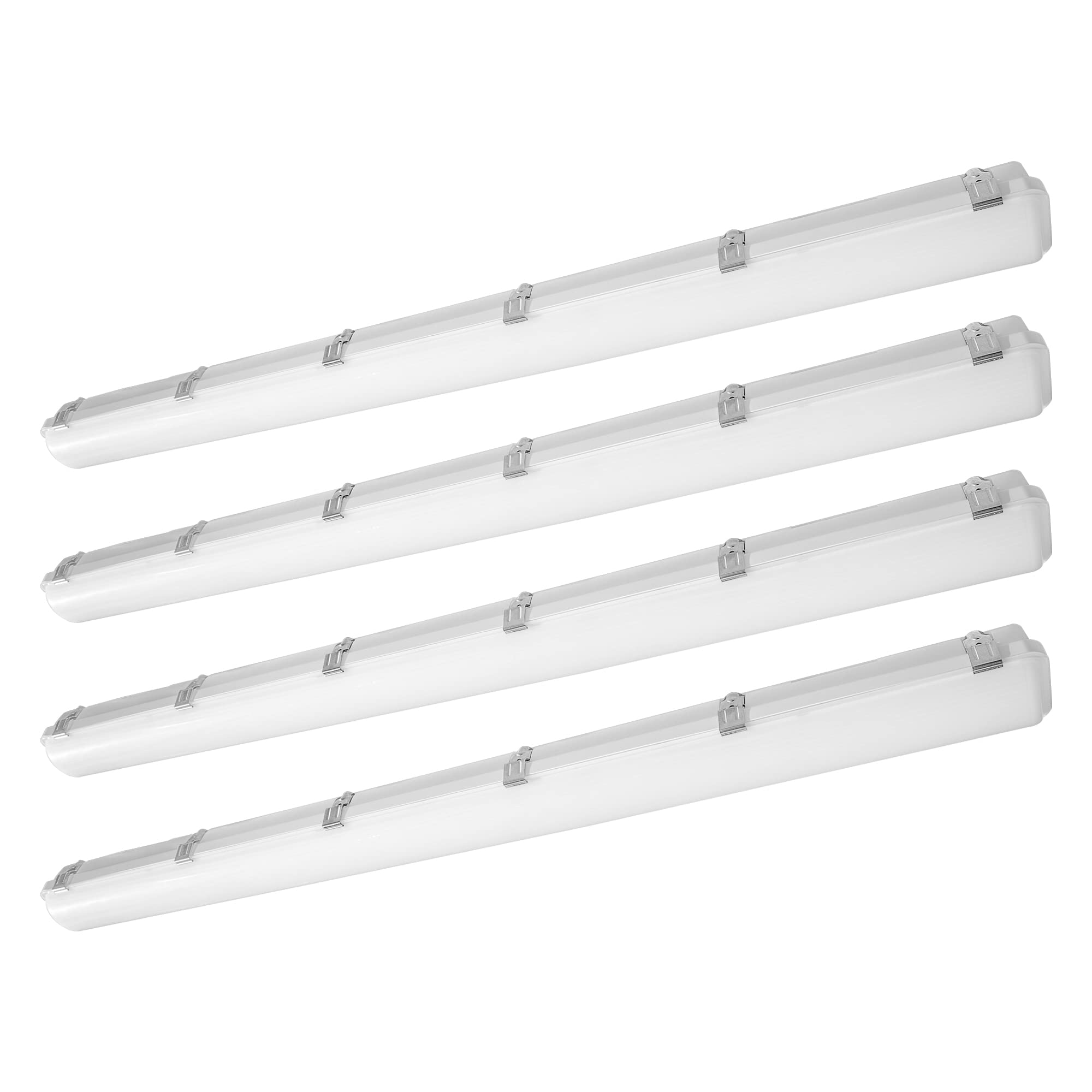 4-Pack 4FT LED Vapor Tight Light Fixtures - 50W 5500lm (100W Equivalent) - 5000K Waterproof Shop Lights for Parking Garages, Car Washes, Barns, Walk-in Freezers & Coolers - ETL Listed by Amptonica - Ideal for Industrial, Commercial & Harsh Environment Lighting