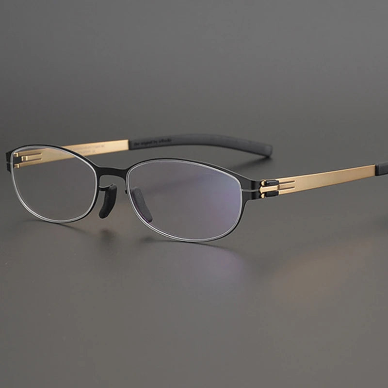 Black Oval Full Rim Screwless Steel Eyeglasses for Women - Style 4797 | Perfect for Office, Reading & Everyday Fashion