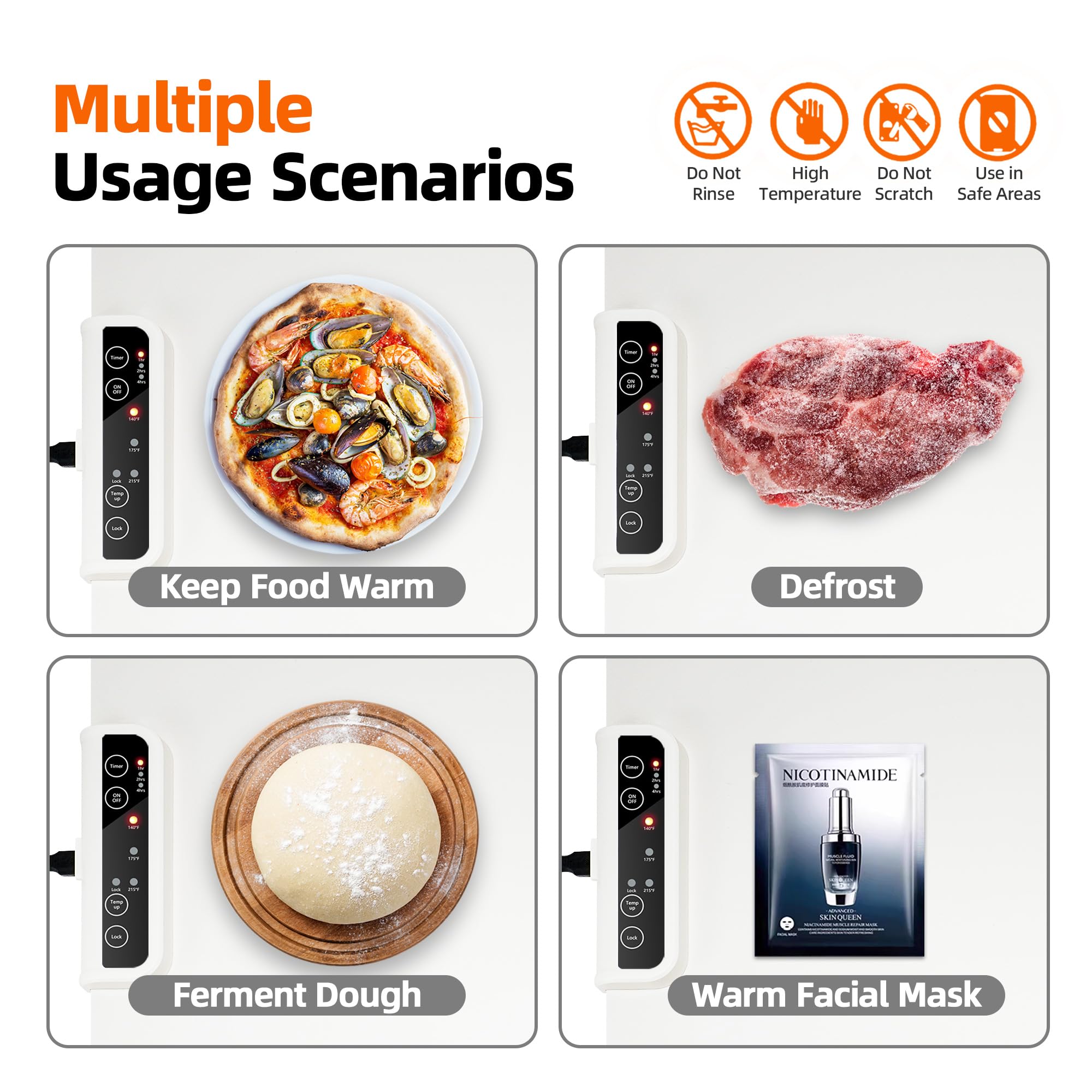 Vieshful Electric Warming Tray - Silicone Heating Mat for Food, Foldable Warming Plate with Full Surface Heating, 3 Temperature & Timer Settings - Perfect for Parties, Buffets, Holiday Gatherings & Family Dinners - Keep Food Warm at Home or Outdoor Events
