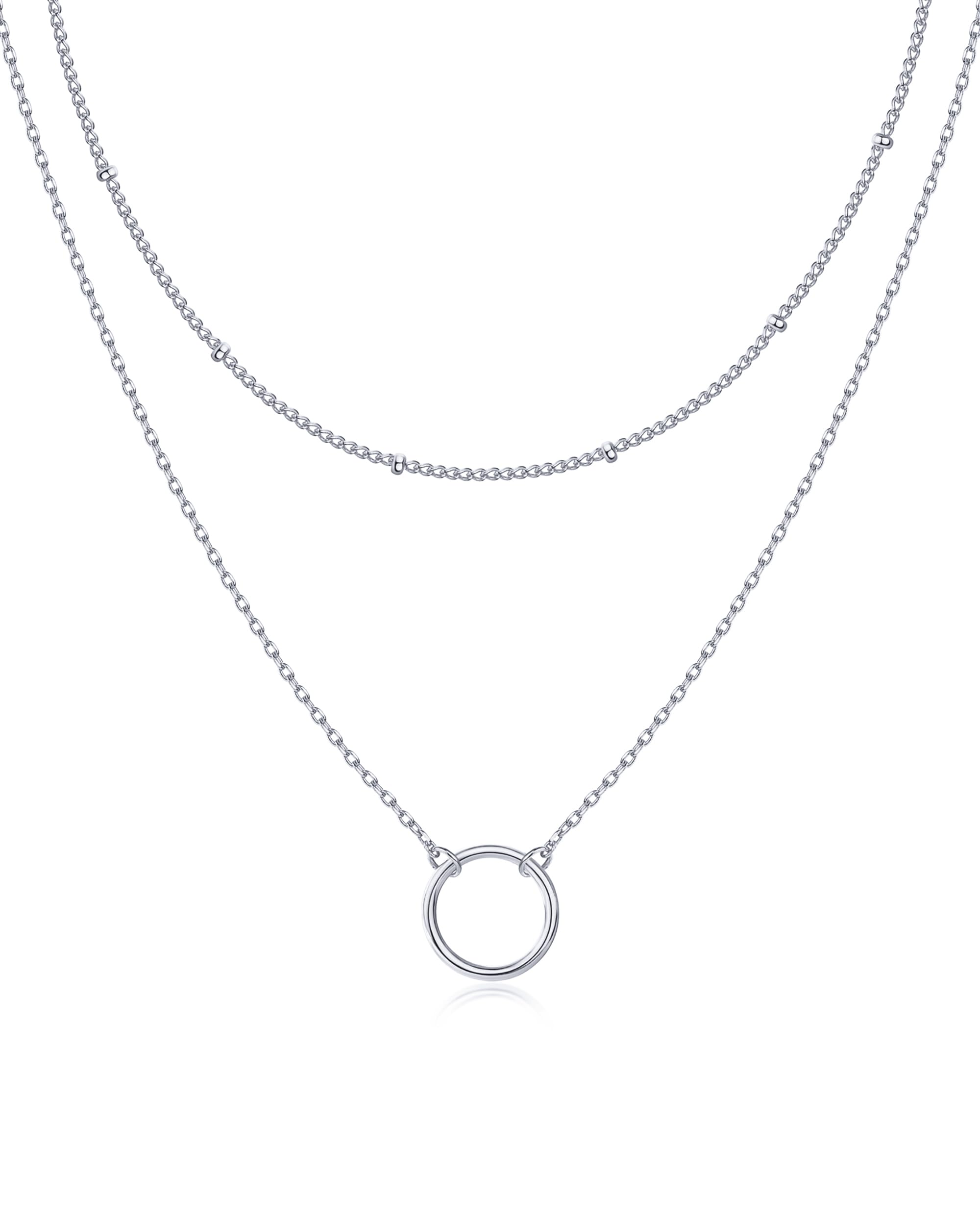 PAVOI 14K Gold Plated Layering Necklace Set for Women - Minimalist Bar, Circle, Lotus, Disc & Dog Tag Pendants - Elegant Everyday Jewelry for Office, Date Night & Special Occasions