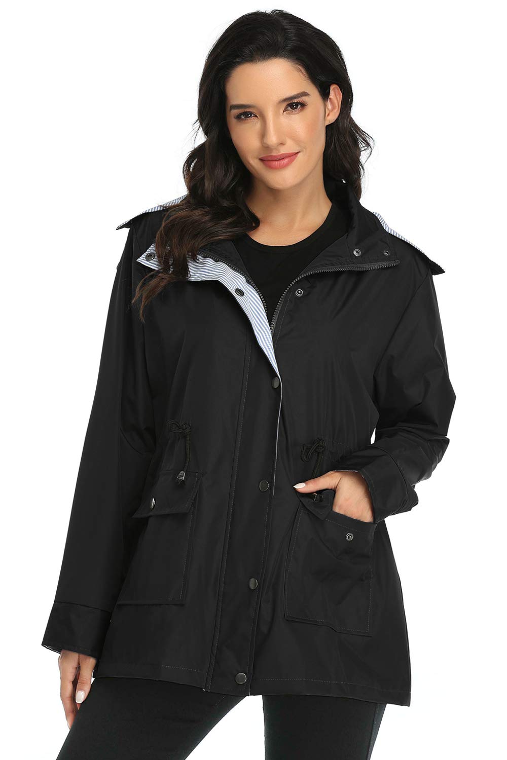 Arthas Women's Lightweight Waterproof Rain Jacket with Hood - Outdoor Active Trench Coat for Plus Size Girls | Perfect for Hiking, Commuting & Travel