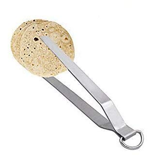 9 Inch Iron Tawa Roti Maker - Heavy Duty Chapati Tava with Wooden Handle & Stainless Steel Tong - Includes Wooden Roti Fluffer - Black/Silver/Brown - Perfect for Indian Cooking, Flatbread Making & Home Kitchen Use