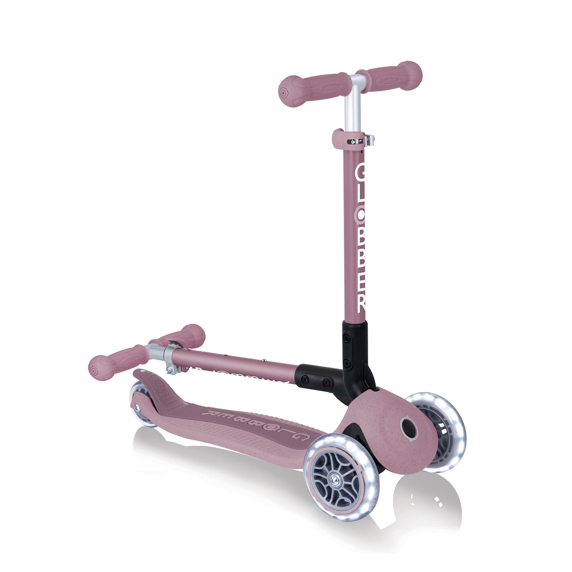 Globber Junior Foldable Light-Up Eco Scooter - Unisex Youth Kick Scooter for Kids | Perfect for Commuting, School & Outdoor Fun