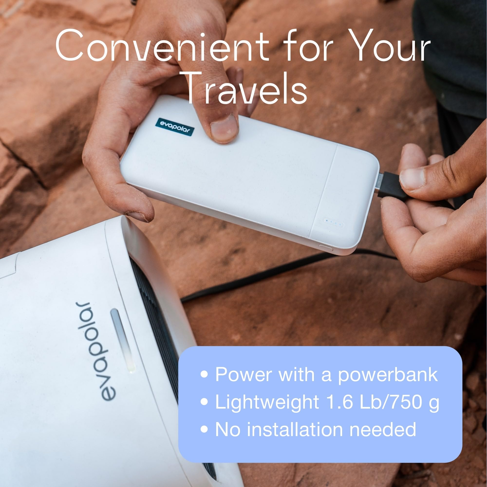 Evapolar evaCHILL Portable Air Conditioner - Compact Personal Cooling Fan & Evaporative Cooler for Desk, Office, Car, Camping - White | Perfect for Home, Travel & Outdoor Adventures
