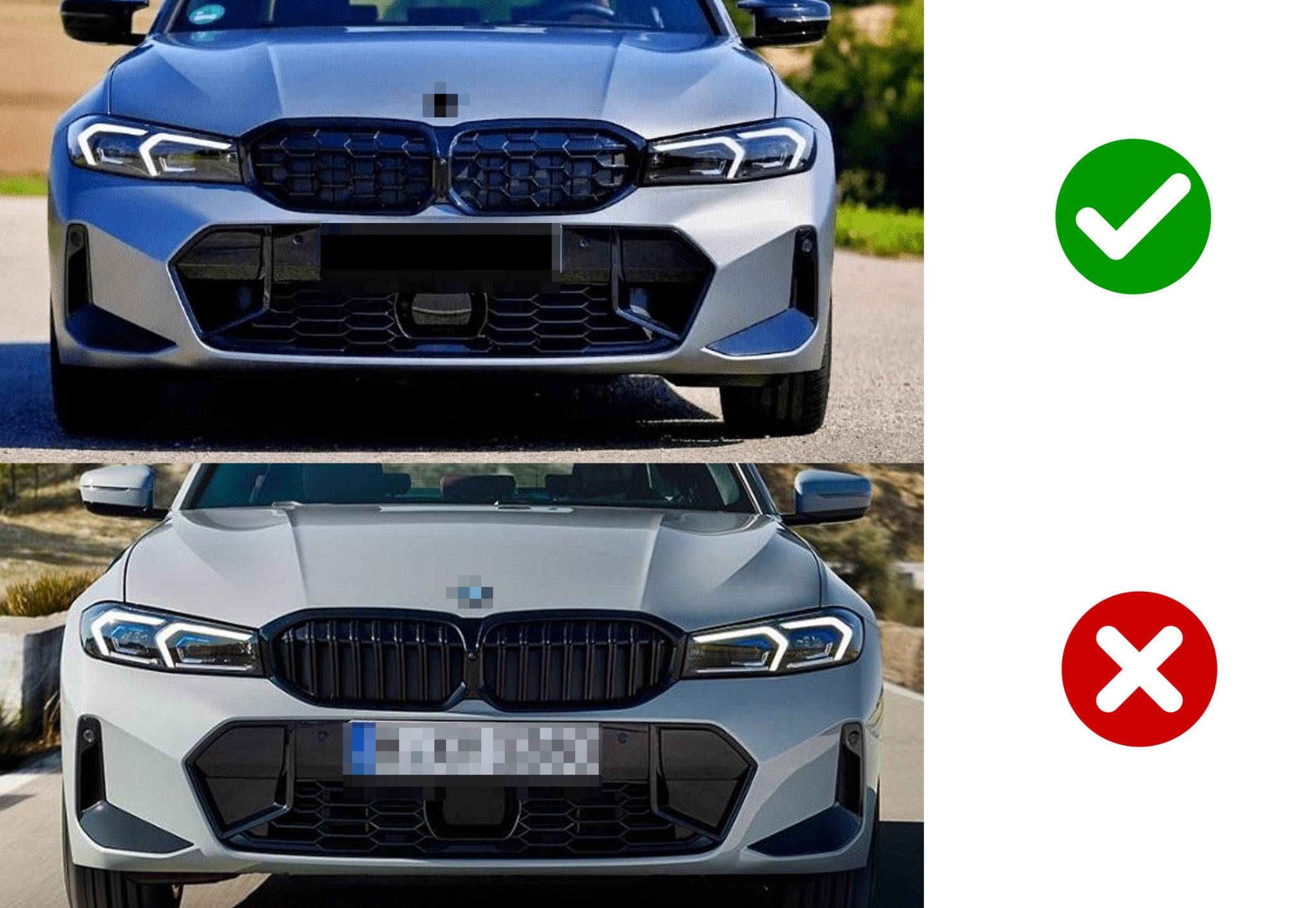 BMW G20 3 Series LCI (2023+) Diamond Shape Grille Insert Trims with ///M Color Stripes - Upgrade Your Front Grille for Sporty Style & Custom Look - Perfect for Car Enthusiasts & BMW Modifications