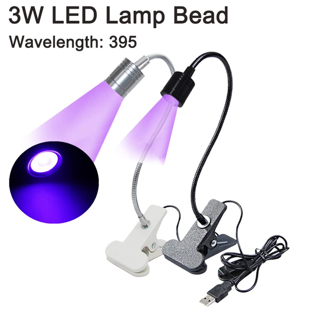 Professional 3W 5V USB UV LED Nail Lamp - Portable Gel Nail Polish Dryer with Adjustable Gooseneck & Clamp for At-Home & Salon Manicures - Fast Curing Light for UV Gel Nails, Acrylics & Nail Art Tools (Black) | Perfect for DIY Nail Care, Travel & Professional Use