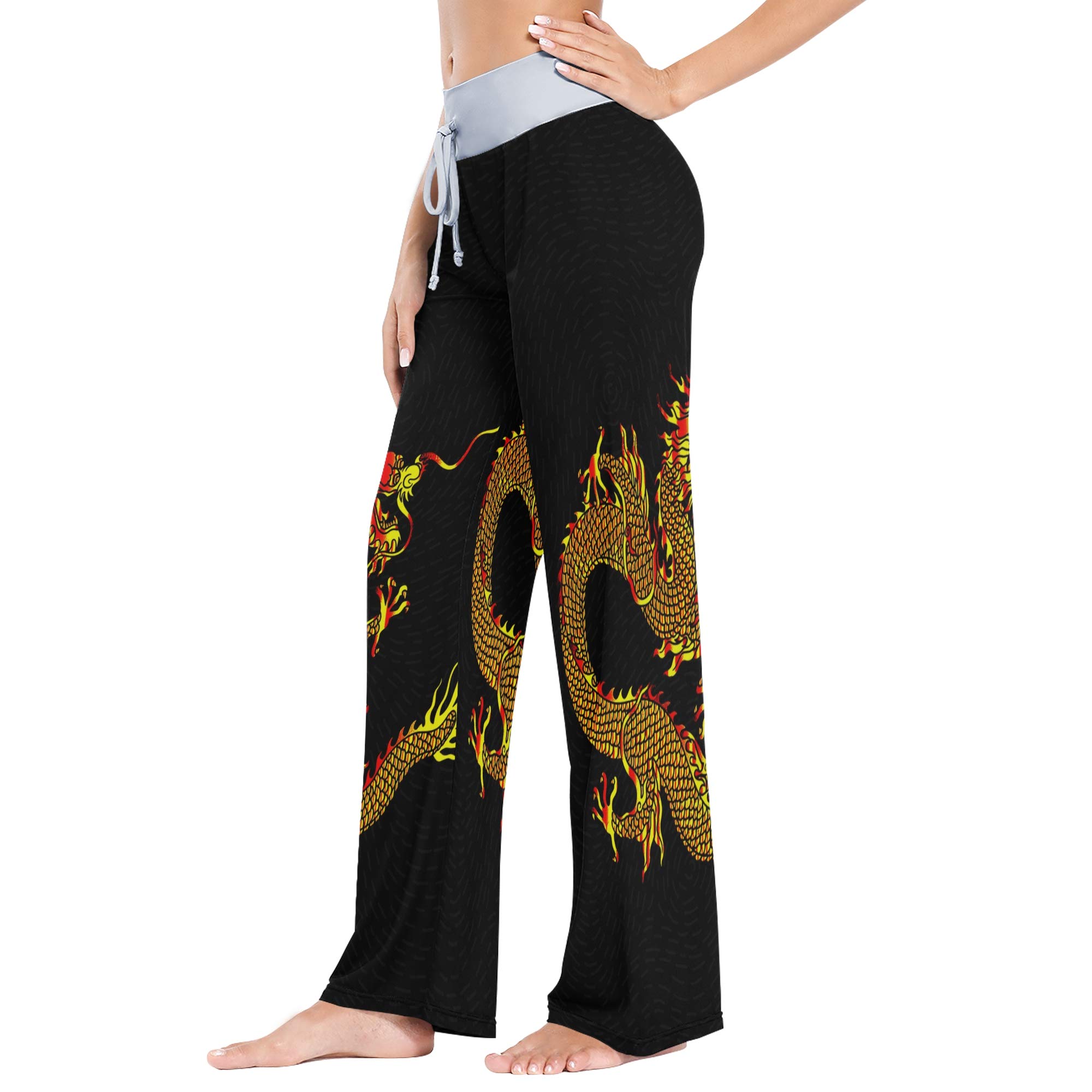 Women's Loose Comfortable Pajama Pants with Drawstring - Wide Leg Palazzo Lounge Pants for Sleep, Yoga & Home Relaxation