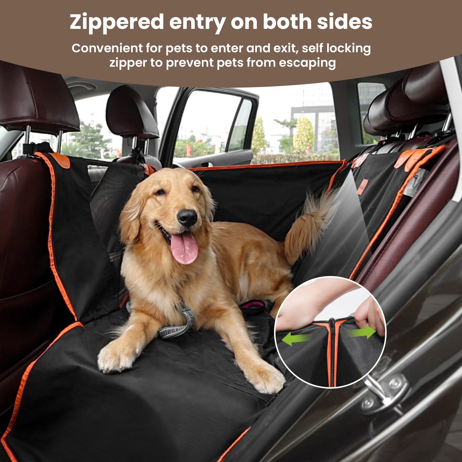 Pecute Extra Stable Dog Car Booster Seat for Large Dogs - Waterproof & Breathable Mesh Pet Car Seat with Adjustable Seat Belt, 27x21x21 - Perfect for Road Trips, Vet Visits & Daily Car Rides