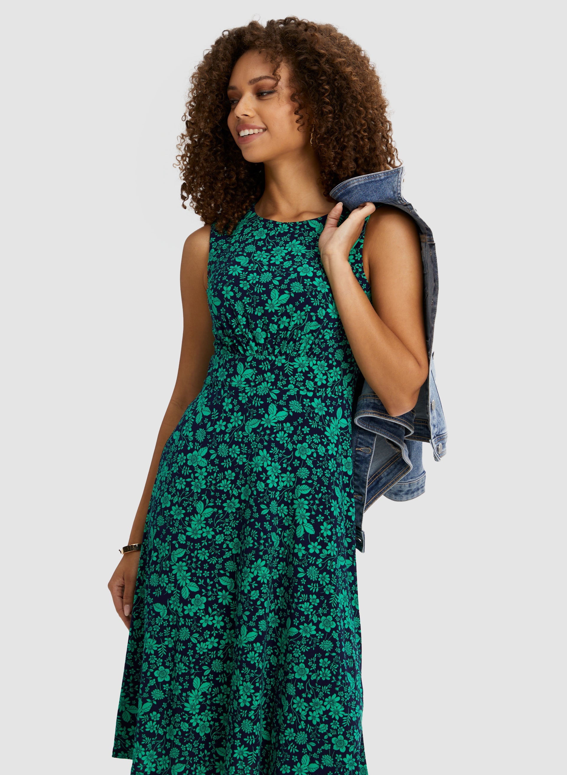 Floral Print Midi Dress for Women - Summer Boho Flowy Dress with Pockets - Perfect for Beach, Vacation & Date Night