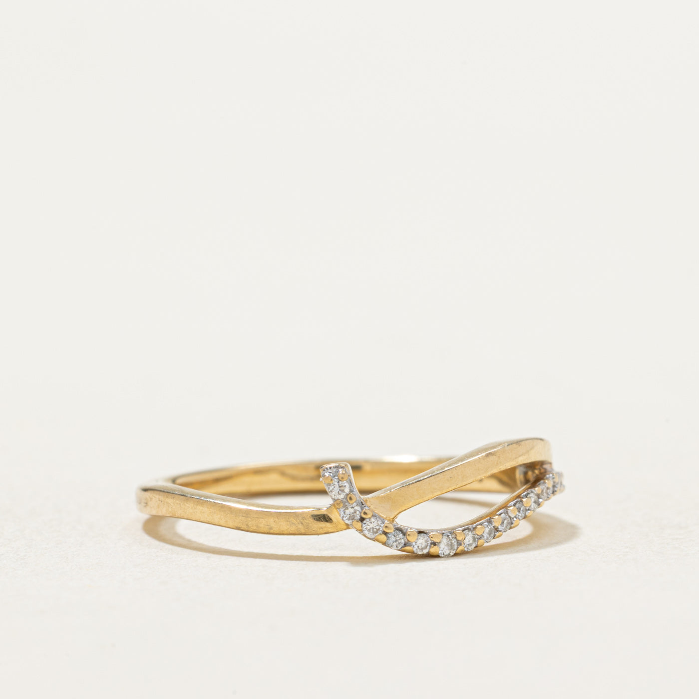 18K Gold Semi Eternity Diamond Crossover Ring - 0.02ctw, Size 5.75 - Elegant Bridal Jewelry & Anniversary Gift for Women