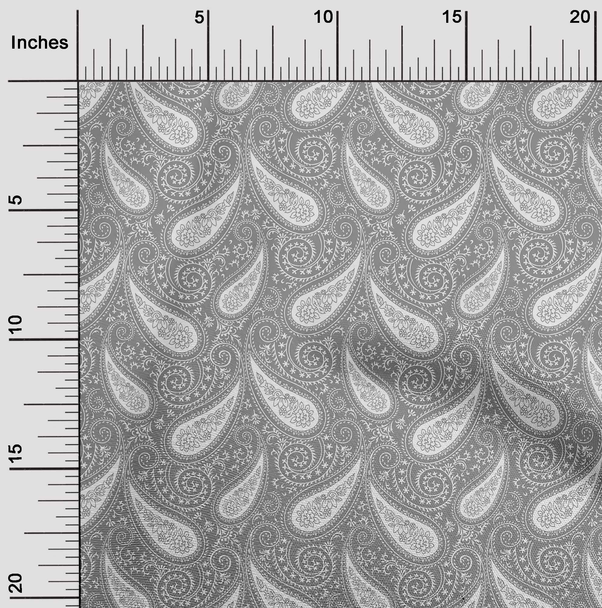 oneOone Rayon Gray Paisley Printed Fabric - 56 Inch Wide Sewing Material for DIY Clothing, Dresses & Home Decor | Premium Quality by The Yard