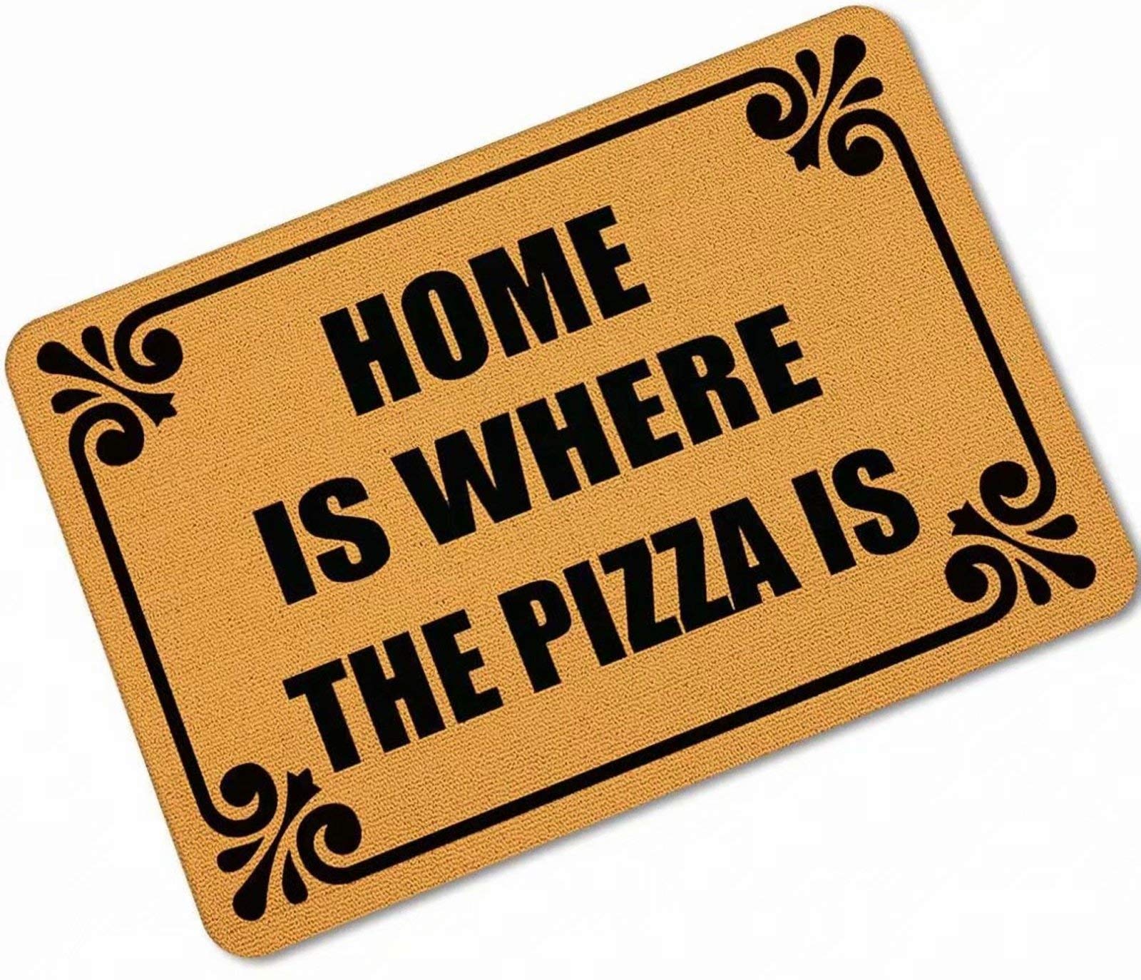 Personalized 'Home is Where The Pizza Is' Doormat - Custom Last Name Welcome Mat, Housewarming & Wedding Gift, Non-Slip Outdoor Entry Mat for Front Door - Perfect for Pizza Lovers & New Homeowners