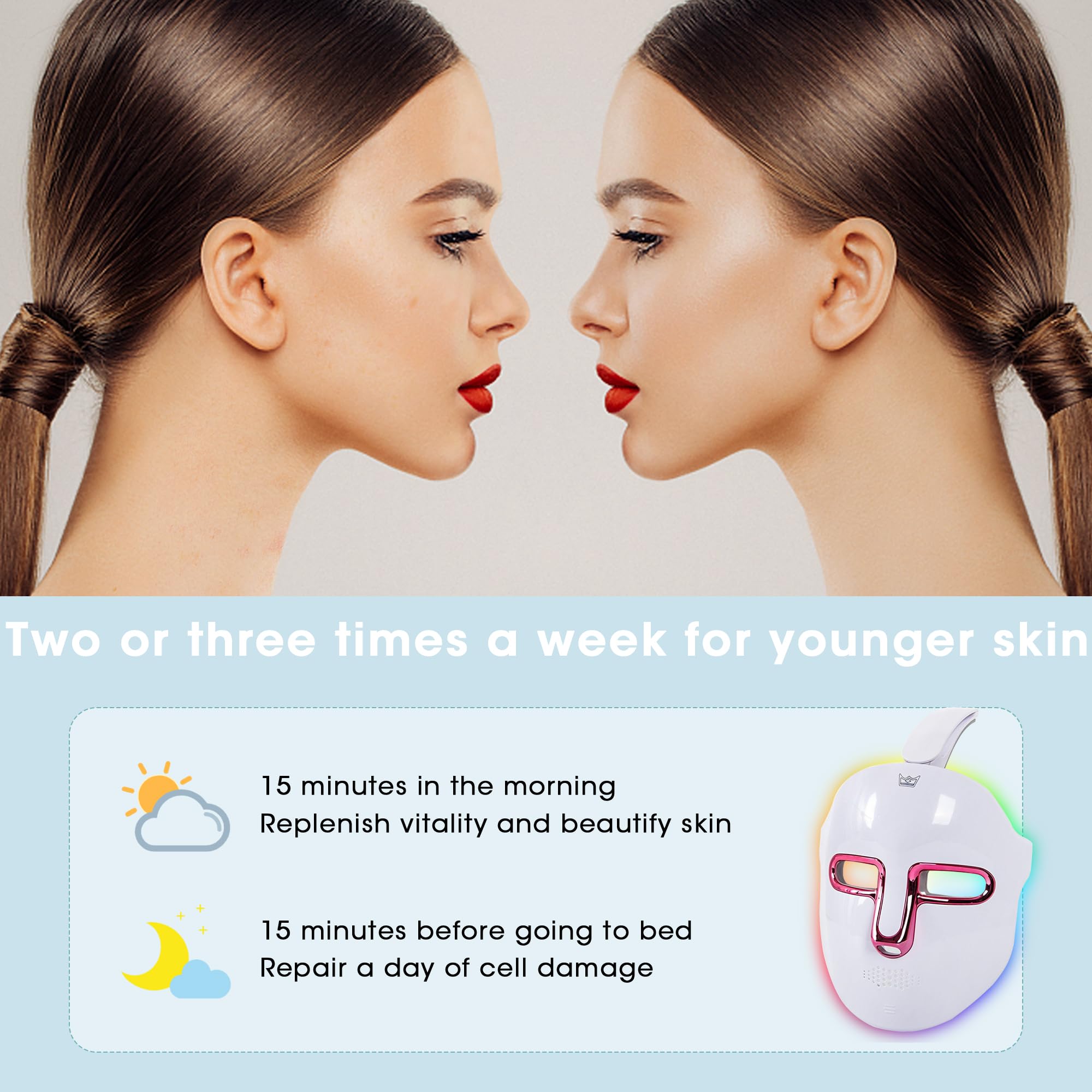 LED Light Therapy Mask for Face - Red & Blue Light Therapy Treatment at Home | Acne, Wrinkles & Skin Rejuvenation | Perfect for Spa Nights & Skincare Routine