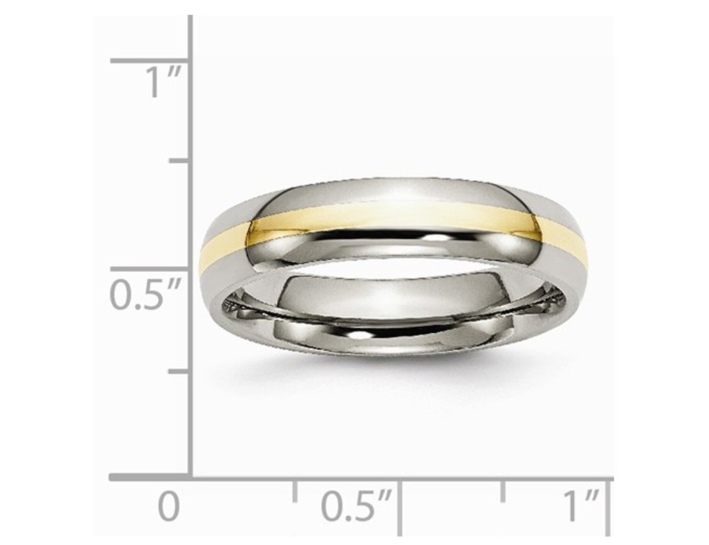 5mm Comfort Fit Titanium Wedding Band Ring for Men with 14K Gold Inlay - Durable & Hypoallergenic Ring for Everyday Wear, Anniversary Gifts & Special Occasions