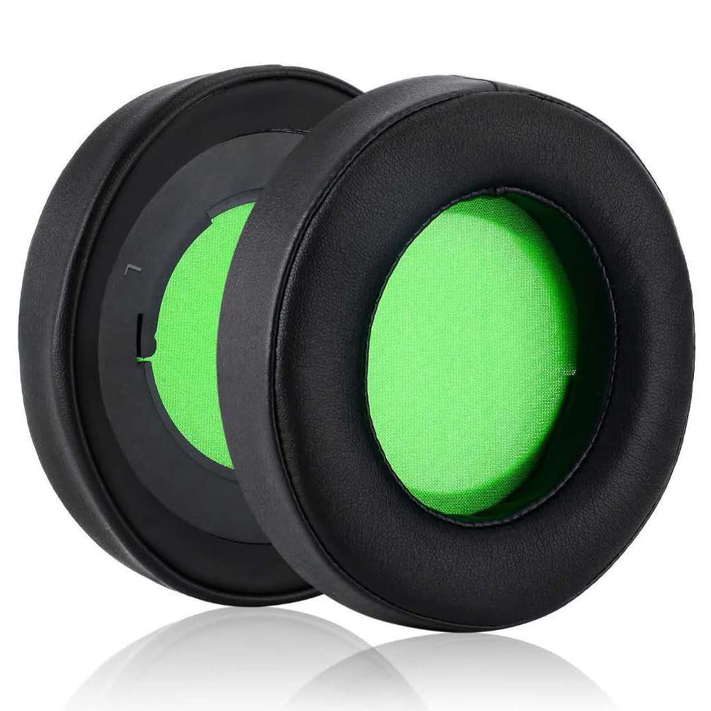 Razer Kraken Pro 7.1 V2 Replacement Ear Pads - Premium Protein Leather Gaming Headphone Cushions - Compatible with Kraken Pro 7.1 V2 Headsets (Green) - Perfect for PC Gaming, Streaming & Esports