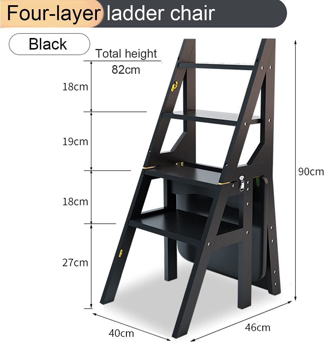FADUNI 4-Step Foldable Step Stool for Home, Kitchen, Office - Creative Transformable Ladder Stool with Non-Slip Feet, Space Saving Design, Indoor Use (Library, Shelves, Cabinets)