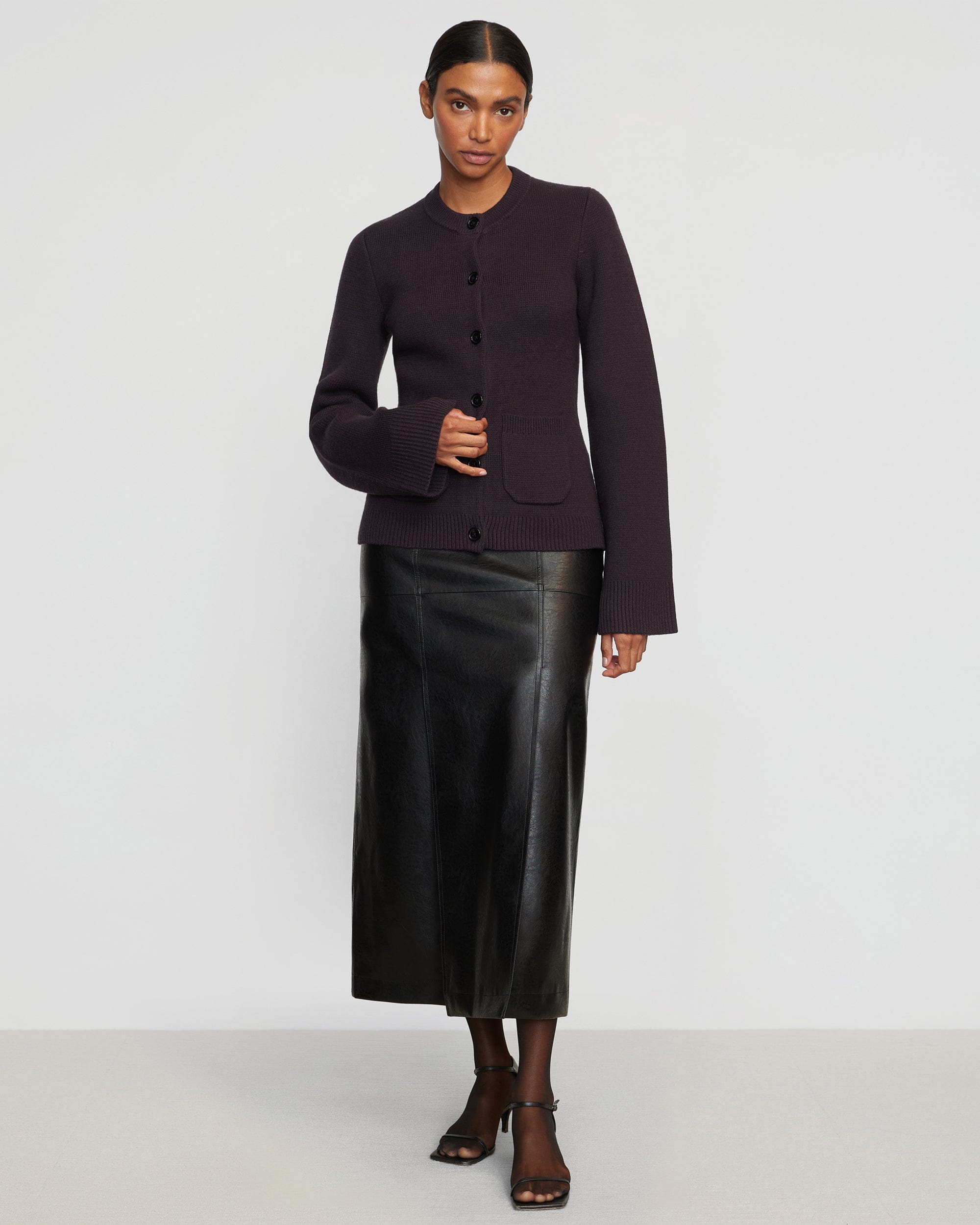Vegan Leather Skirt with Front Vent - Stylish & Comfortable for Women | Perfect for Office, Party & Casual Wear