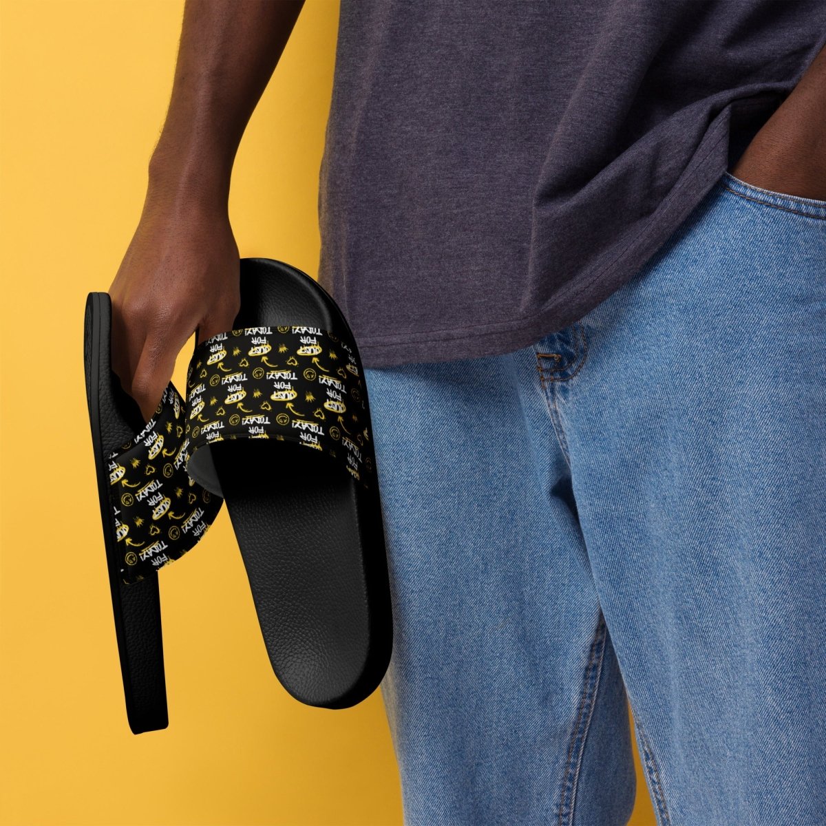 Just for Today Men's Graffiti Slides - Bold & Comfortable Street Style Sandals for Casual Wear, Beach, Pool, and Outdoor Activities