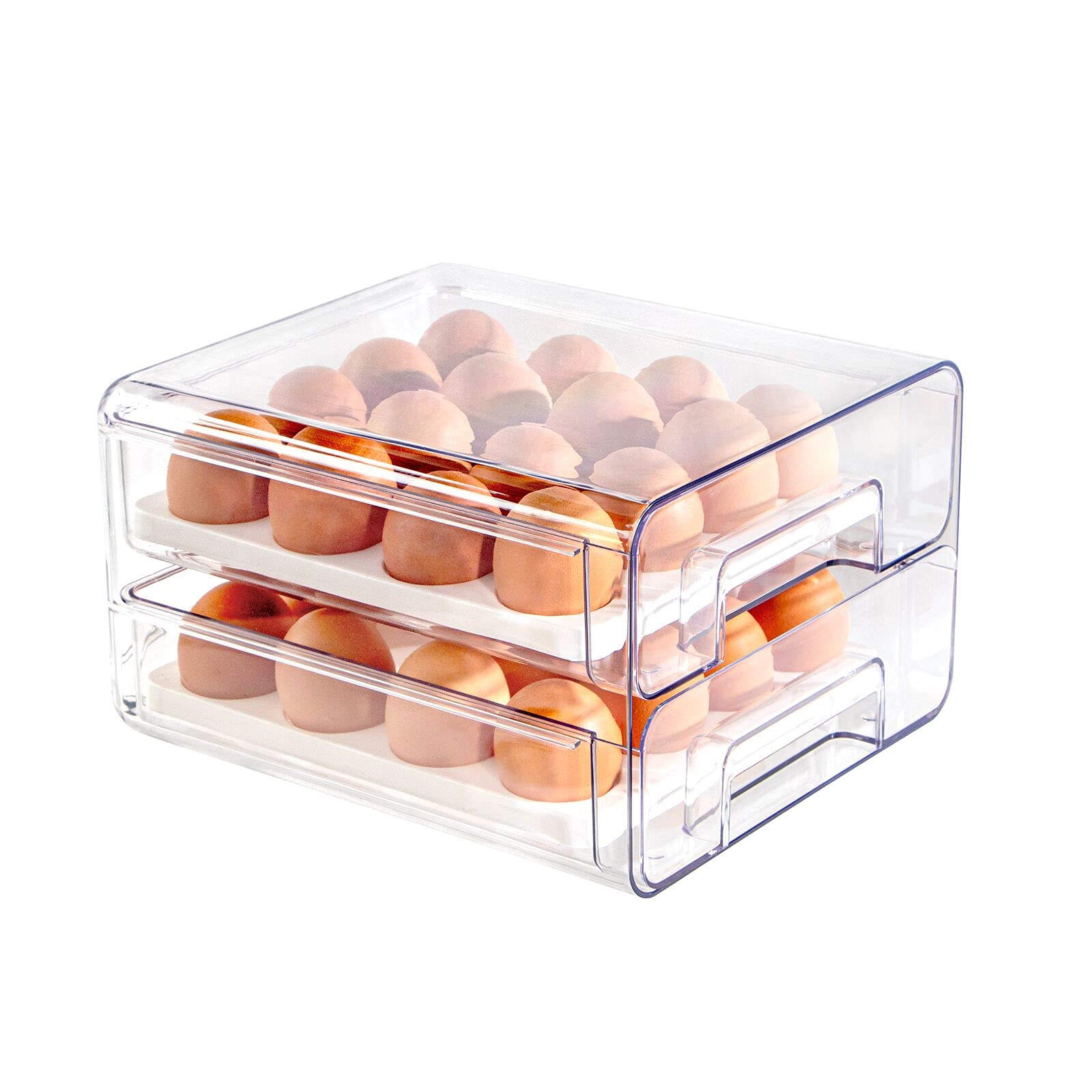 BigTron 32 Egg Container for Refrigerator - Clear Reusable Egg Storage Organizer with Lids | Perfect for Storing Eggs, Fruits, Vegetables & Meal Prep in Kitchen Fridge