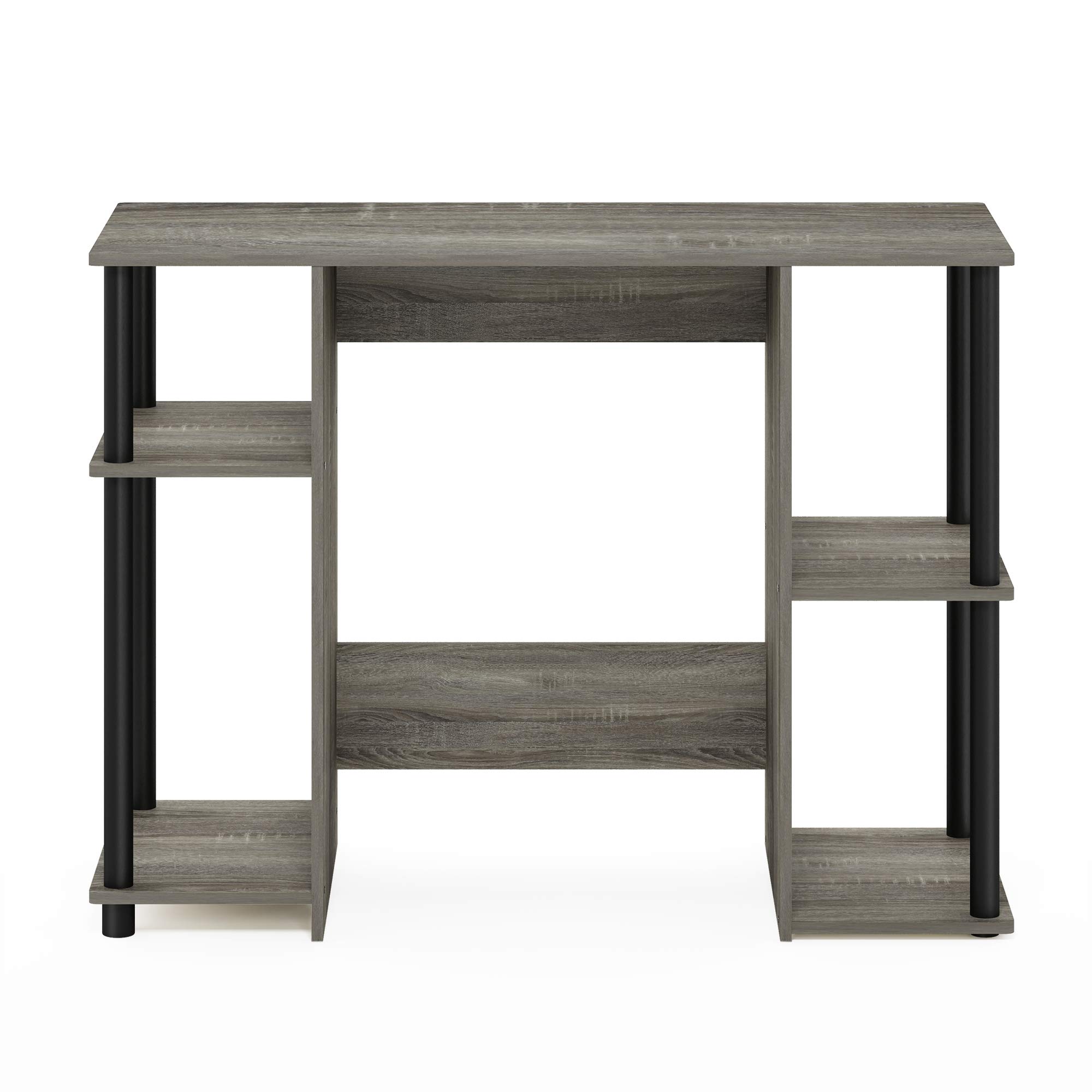 Furinno Jaya Computer Study Desk with Open Storage - French Oak Grey/Black | Compact Home Office Desk for Small Spaces | Perfect for Remote Work, Online Classes & Gaming Setup