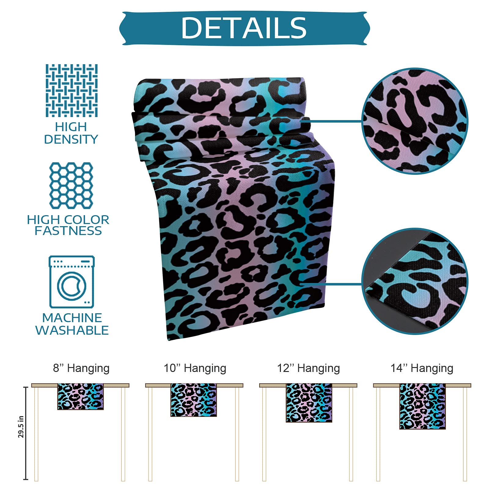 Savannan Gradient Leopard Print Cotton Linen Table Runner - 18x72 Inch Long Kitchen Dining Table Scarf for Home Decor, Family Dinners & Party Gatherings | Perfect for Holiday Entertaining & Everyday Use