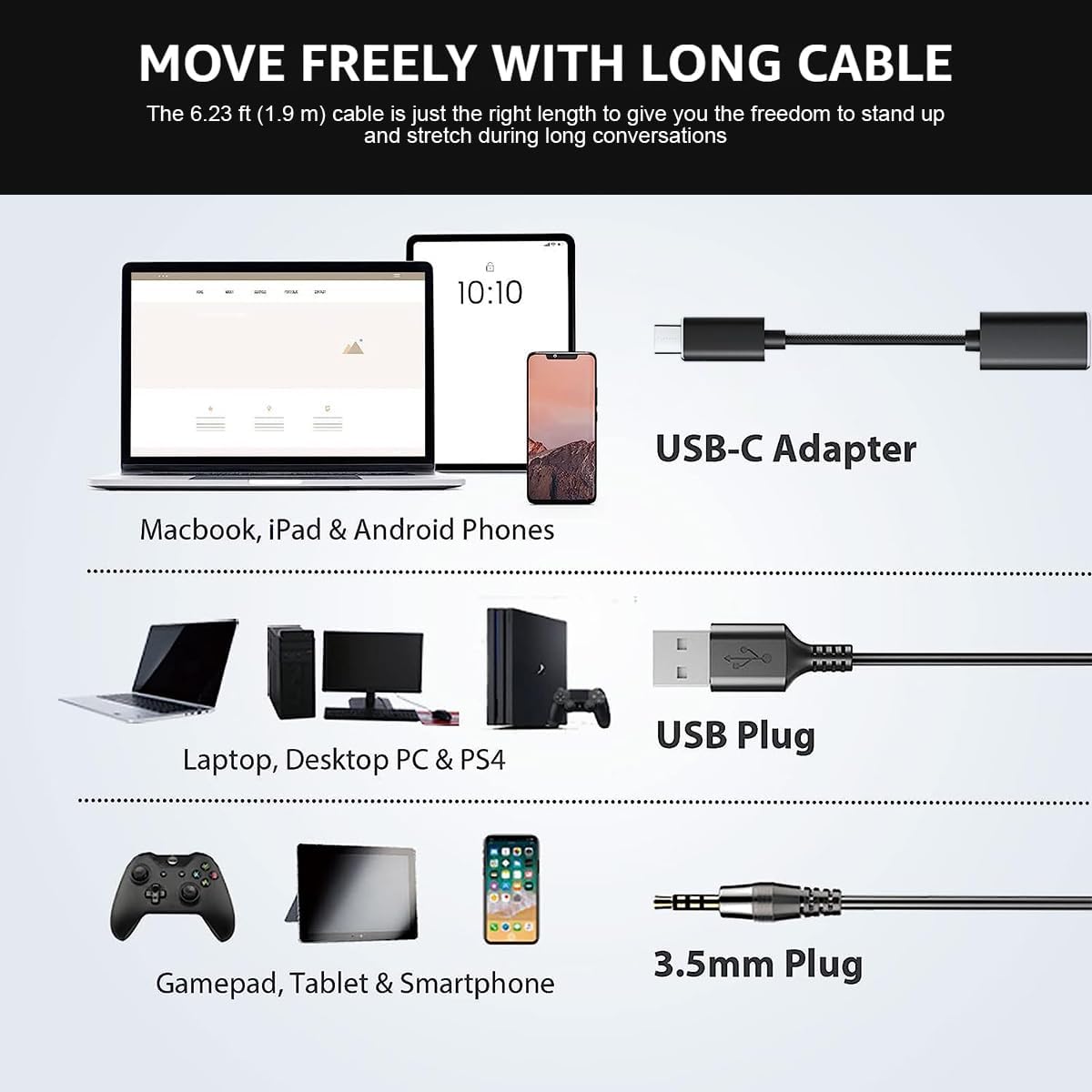 USB Headset with Noise-Canceling Microphone for Work & Online Classes - In-Line Volume Control, Comfortable Computer Headphones for Home Office, Zoom, Skype, Webinars & Gaming