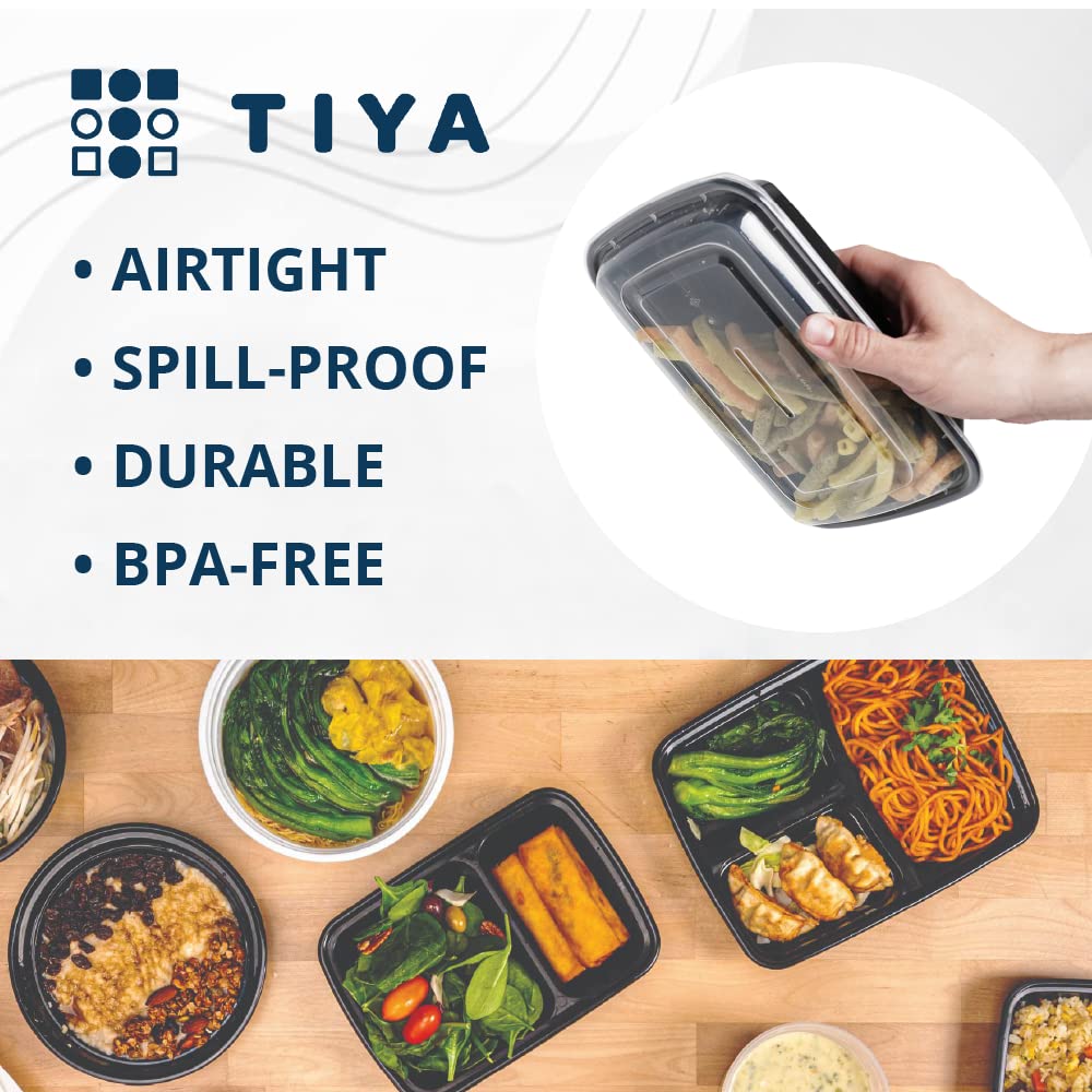 TIYA 32 oz Bulk 150 Pack Takeout Food Containers with Lids - Reusable Rectangular Plastic To-Go Containers - Microwave & Dishwasher Safe, BPA-Free, Leak-Proof - Perfect for Meal Prep, Restaurants, Catering & Leftovers Storage