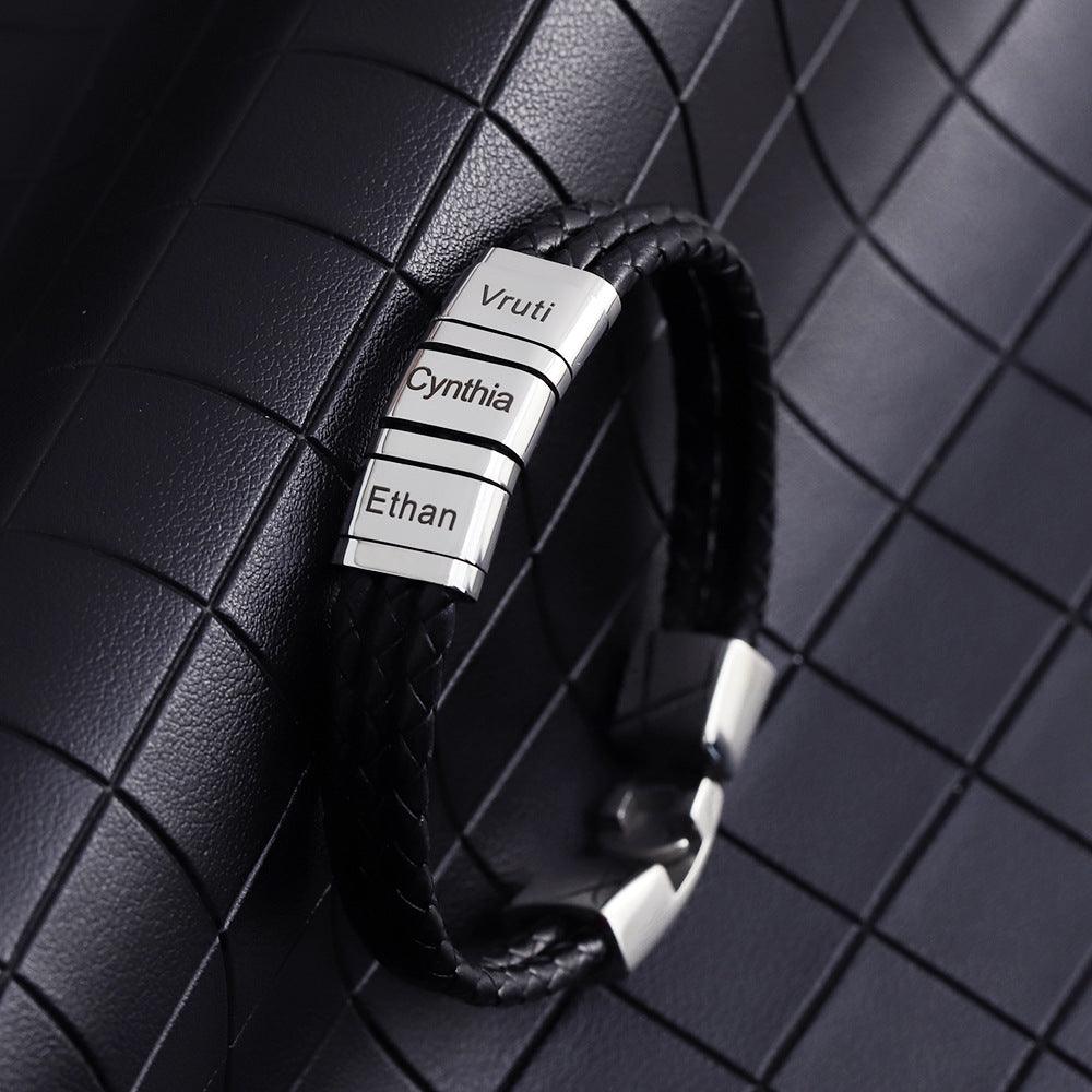Stainless Steel Leather Woven Bracelet for Men & Women - Durable Adjustable Unisex Wristband for Casual Wear, Outdoor Activities & Fashion Accessories