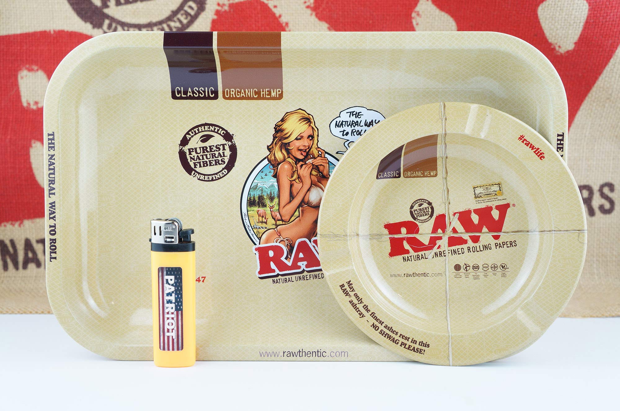 Premium Raw Rolling Paper Trays & Patriot Disposable Lighters - 3-Piece Rolling Kit Bundle | Perfect for Rolling Papers, Herbs & Smoking Accessories | Home Use, Travel & Outdoor Activities