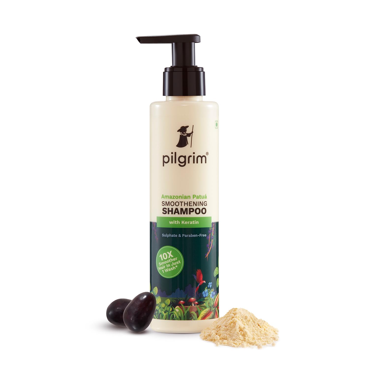 Pilgrim Patuá & Keratin Smoothing Shampoo for Dry Frizzy Hair - Sulfate & Paraben Free Shampoo for Women & Men - Hair Smoothing & Scalp Care - 200ml - Perfect for Daily Use & Salon-Like Results at Home
