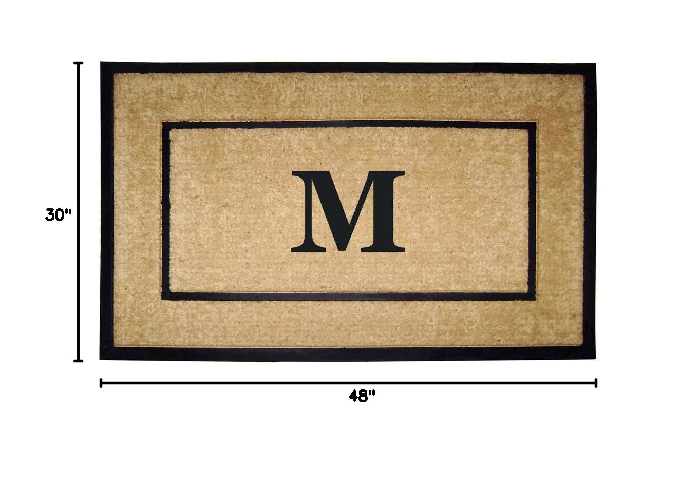 Premium Monogrammed M Coir Rubber Border Doormat - 30