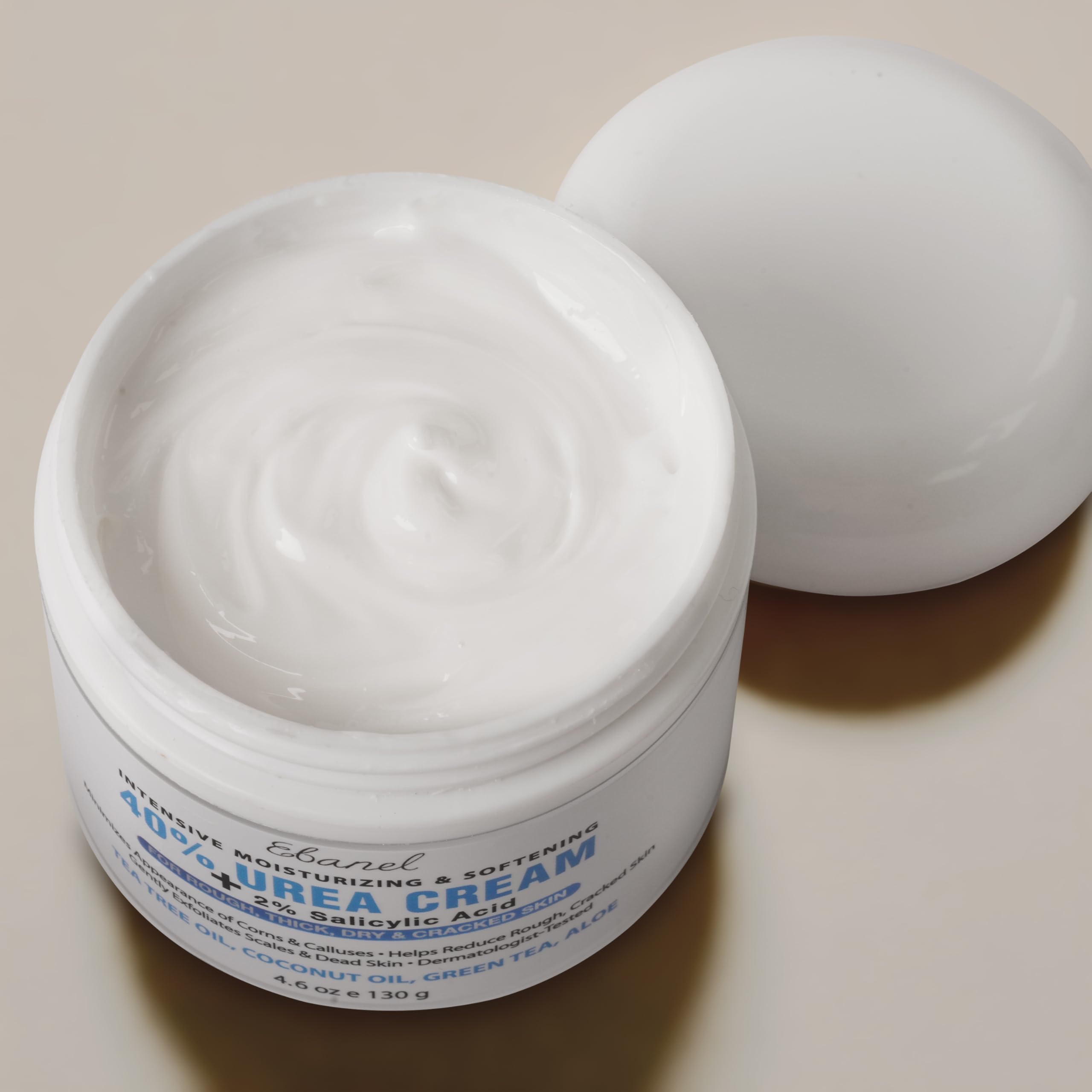 Ebanel 40% Urea Cream with 2% Salicylic Acid - Intensive Foot Repair for Dry Cracked Heels, Callus Remover & Skin Softener - Keratolytic Treatment for Hands, Knees & Elbows - Perfect for Pedicures & Cracked Skin Relief