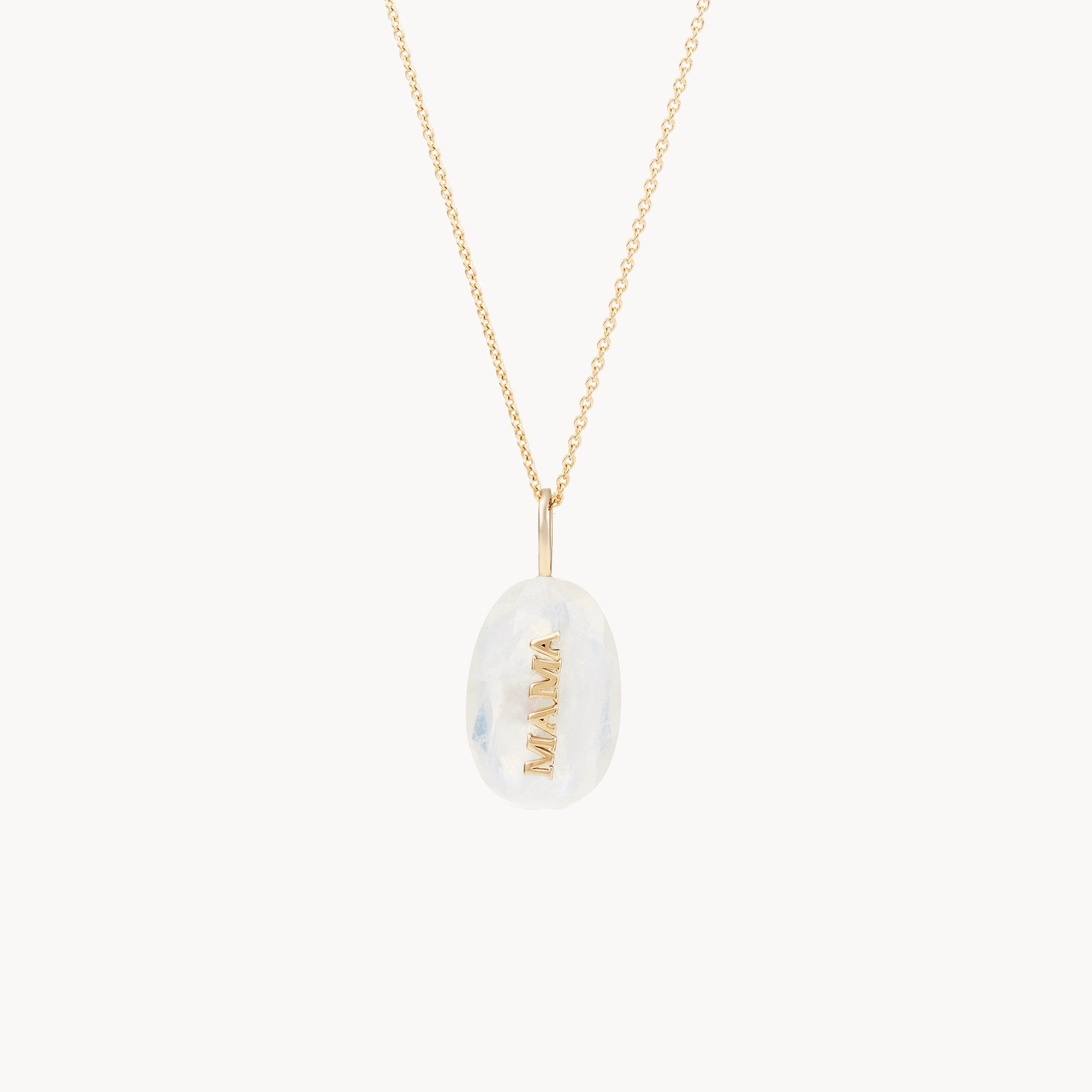 Mama Moonstone Bloom Necklace - 10K Yellow Gold, Genuine Moonstone Gemstone, Sparkling Diamonds - Perfect for Weddings, Anniversaries & Special Occasions