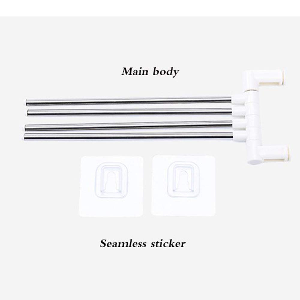 Platinum 4 Bar Stainless Steel Folding Towel Rack - Chrome Finish Bathroom & Kitchen Organizer - Space Saving Wall Mount or Freestanding Towel Holder for Bath, Spa, Laundry Room & Dorm