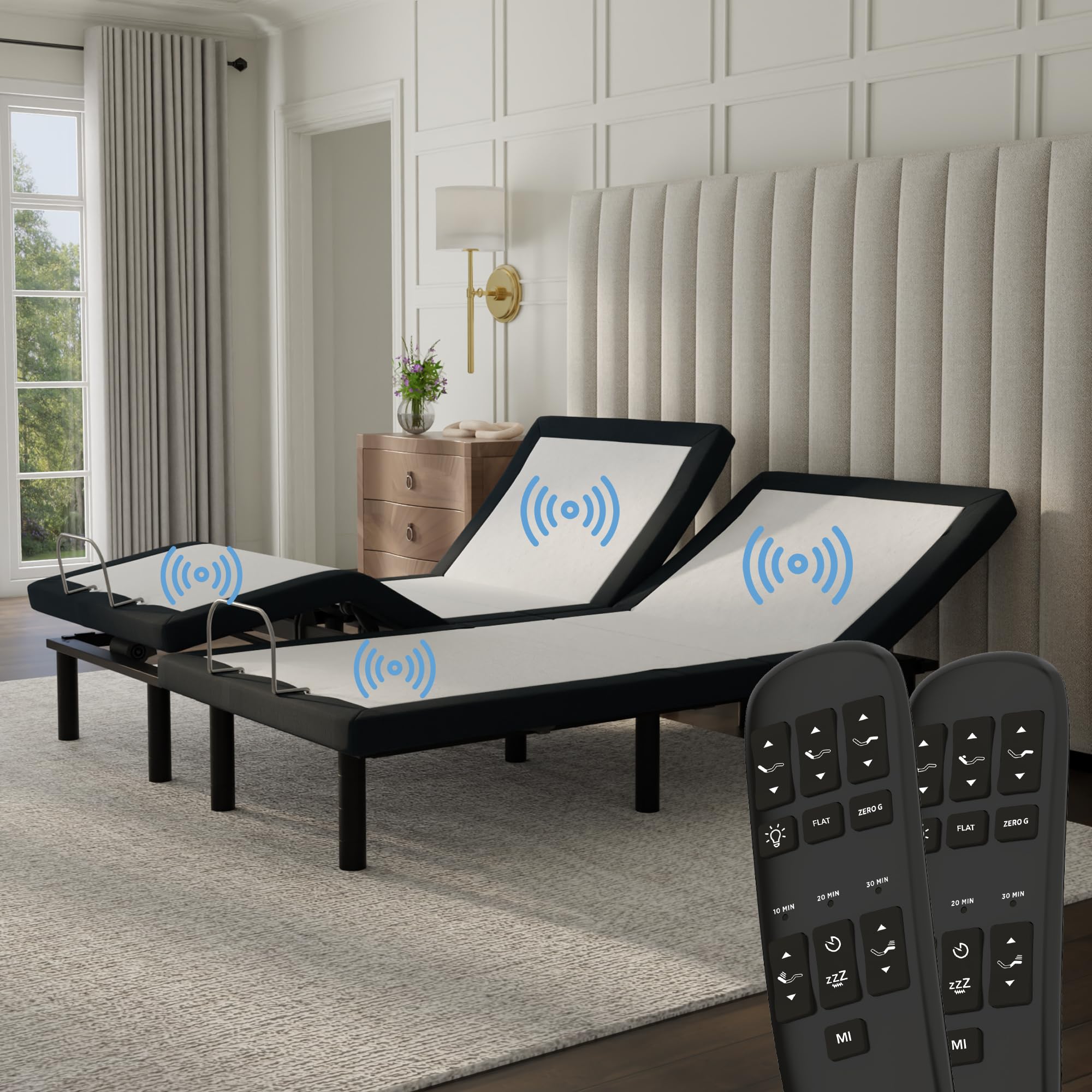 Blissful Nights Split King e4 Adjustable Bed Base Frame with Zero Gravity, Massage, Anti-Snore, Dual USB Charging & Nightlight - Perfect for Couples, Back Pain Relief & Smart Home Bedroom Setup