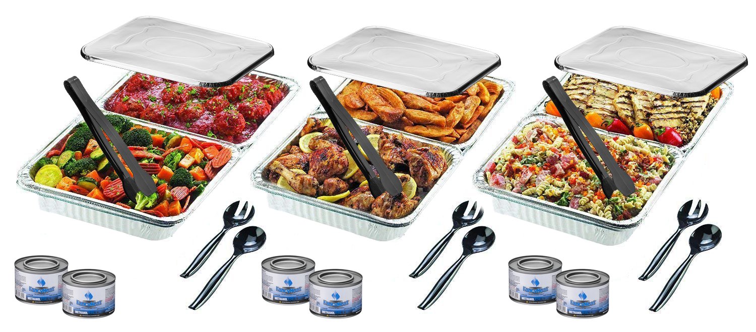 Disposable Chafing Pans Set - 30-Piece Buffet Serving Dish Combo for Catering, Parties & Outdoor Events | Aluminum Foil Chafer Pans with Lids