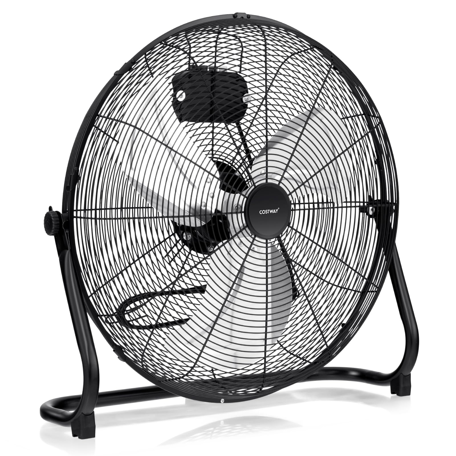 COSTWAY 20-inch High Velocity Industrial Floor Fan - 3-Speed Adjustable Heavy Duty Metal Fan with 145° Tilt for Home, Garage, Warehouse & Workshop | Indoor & Outdoor Cooling Solution for Hot Days