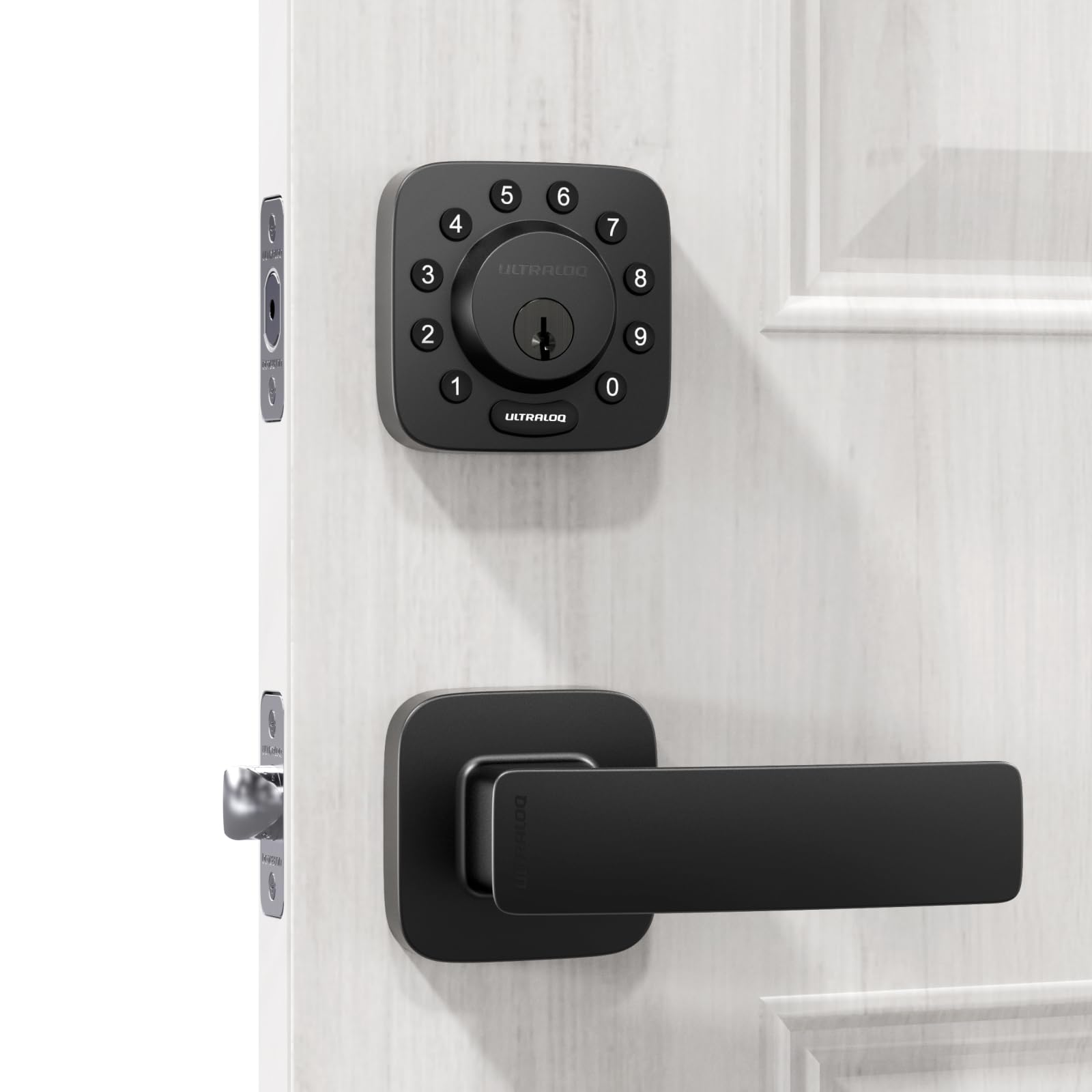 Ultraloq U-Bolt Smart Lock with Handle Set - Keyless Entry Bluetooth Fingerprint & App Control Smart Deadbolt for Front Door - Perfect for Home Security & Airbnb Rentals