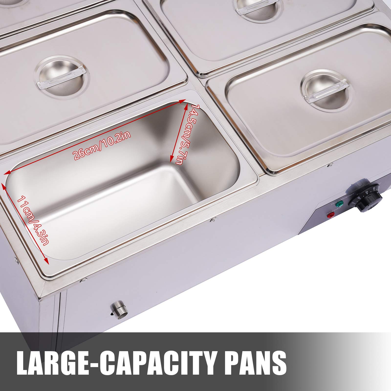 6-Pan Commercial Food Warmer - 110V Buffet Warming Tray with 850W Stainless Steel Countertop Electric Steamer | 30-85℃ Adjustable Temperature | Perfect for Restaurants, Catering, Parties & Buffets | Keep Food Warm for Events, Banquets & Home Entertaining